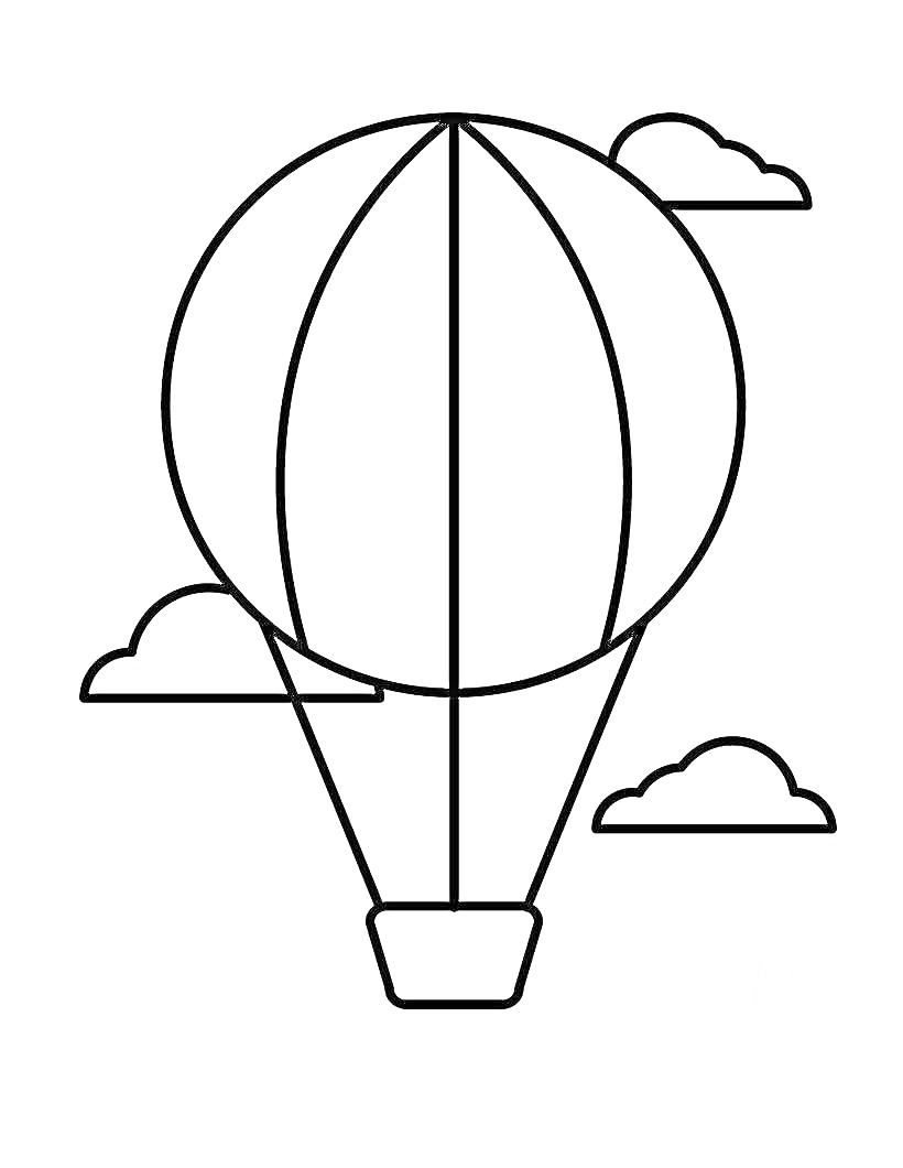 Раскраска Воздушный шар с облаками