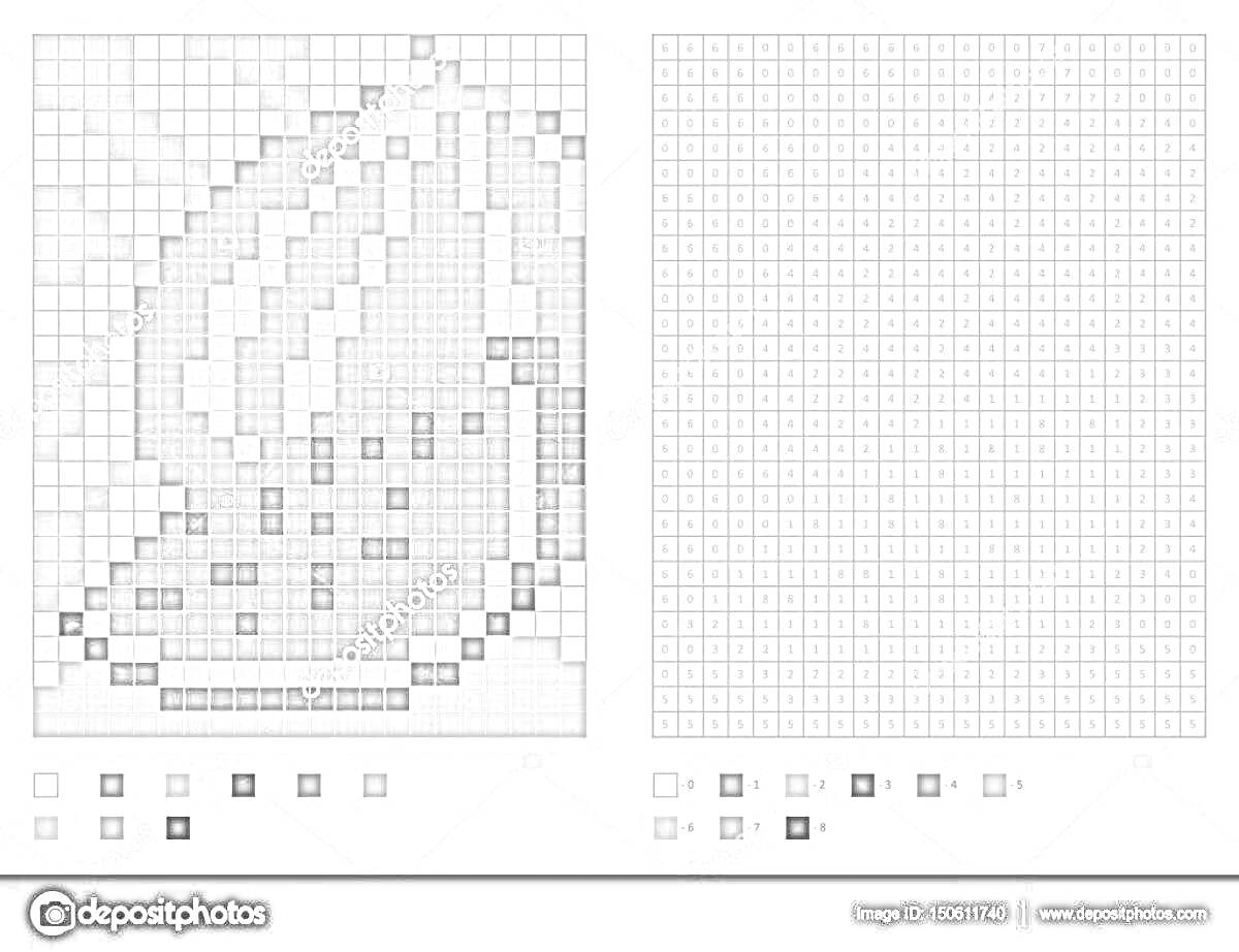 Раскраска Пиксель арт по номерам - изображение арбуза