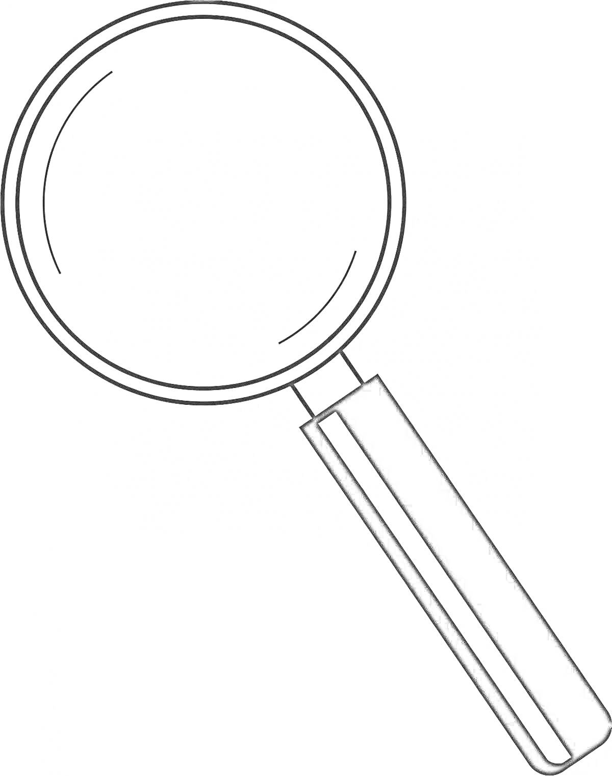 На раскраске изображено: Лупа, Ручка, Увеличительное стекло, Инструмент, Наблюдение, Исследования