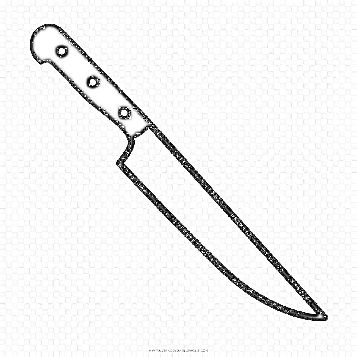 Раскраска Нож с черной ручкой и длинным лезвием