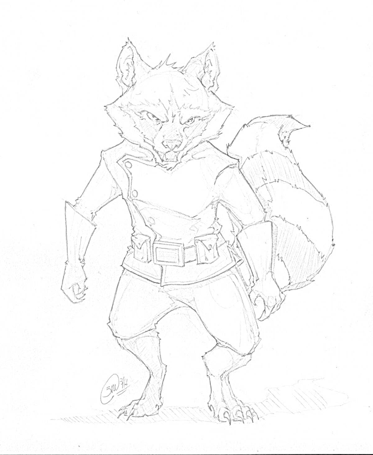 Раскраска Енот в униформе