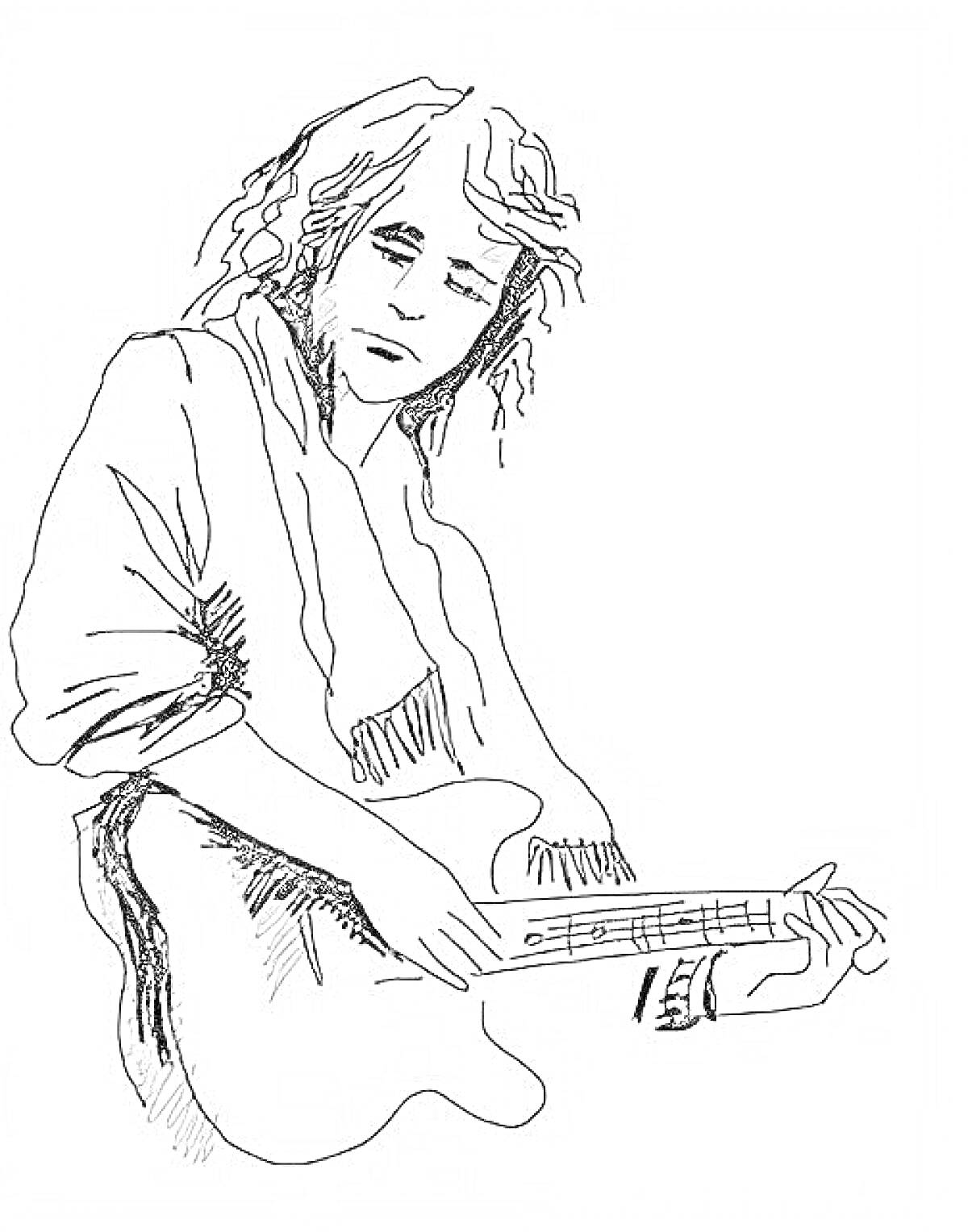 Раскраска Человек с гитарой