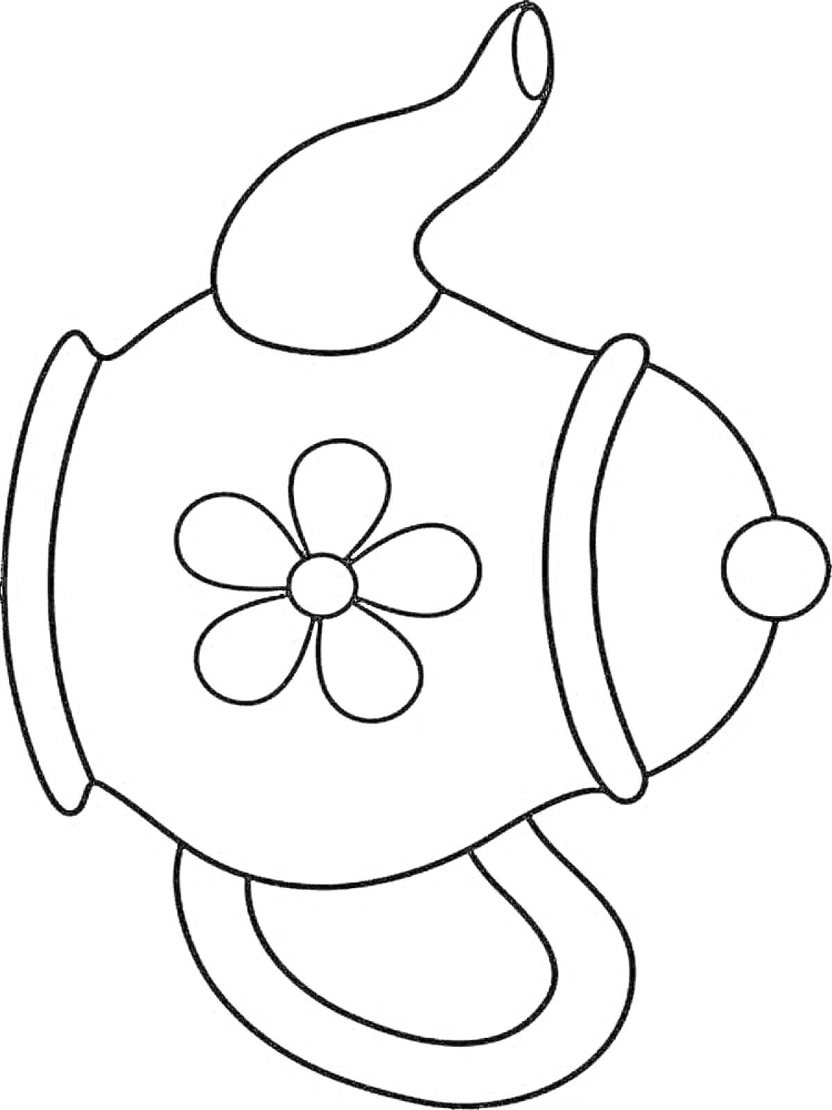 Раскраска Чайник с цветком и крышкой