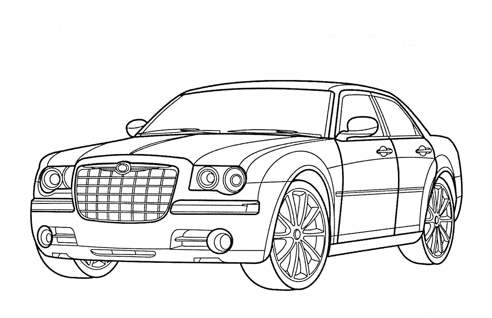 Раскраска Легковой автомобиль Bentley с характерной передней решеткой и большими колесами