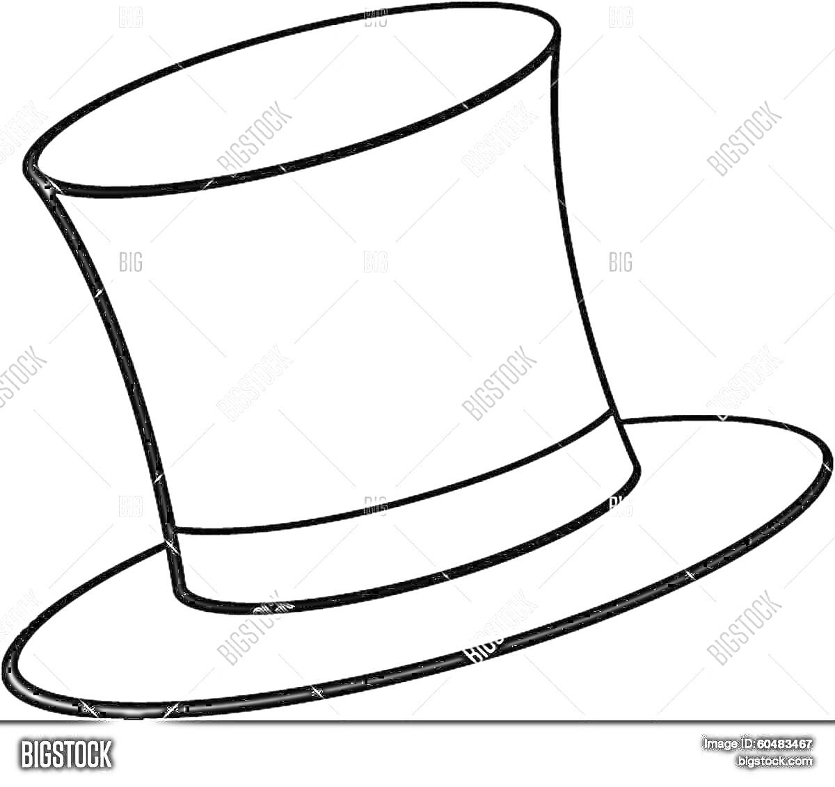 На раскраске изображено: Цилиндр, Шляпа, Аксессуар, Лента