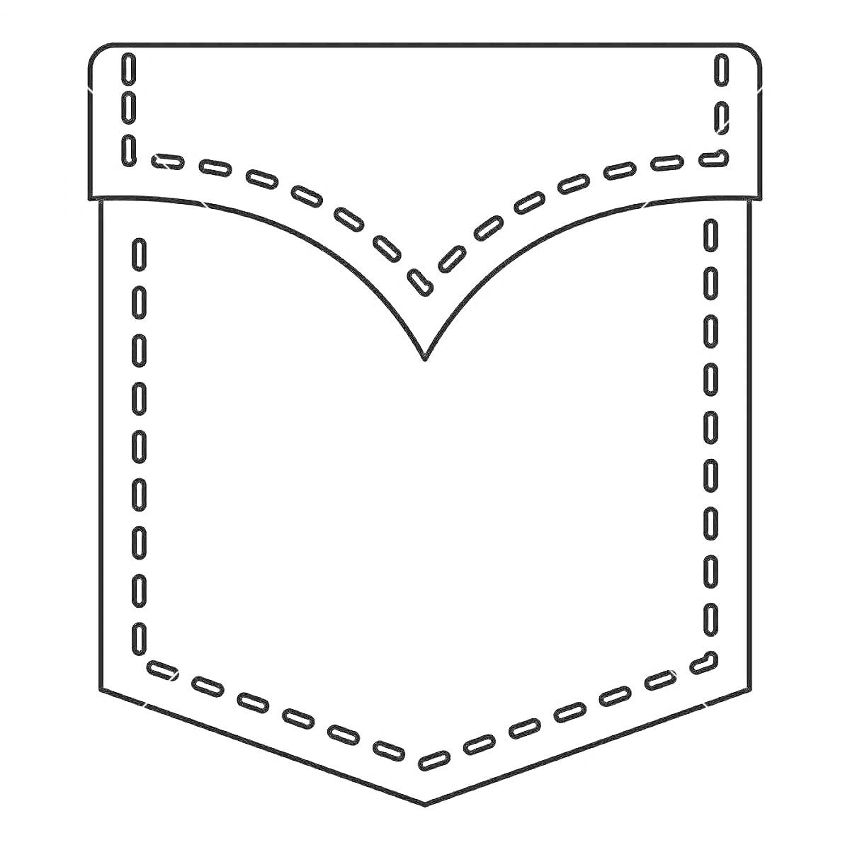Карман с контурной строчкой