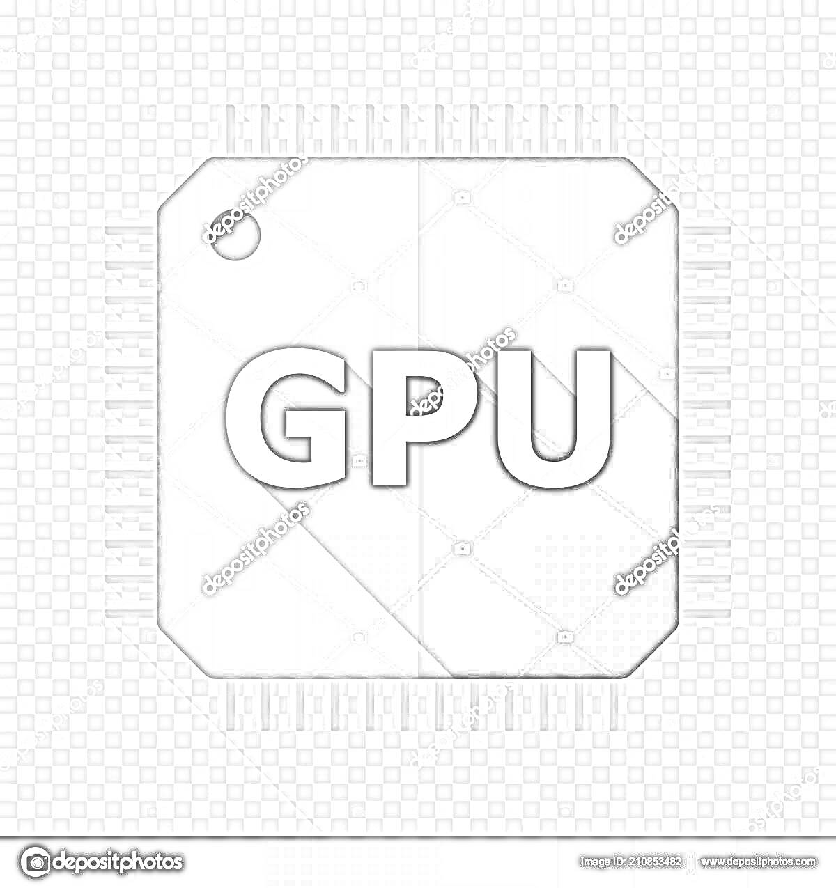 Раскраска Чип GPU с выводами на прозрачном фоне