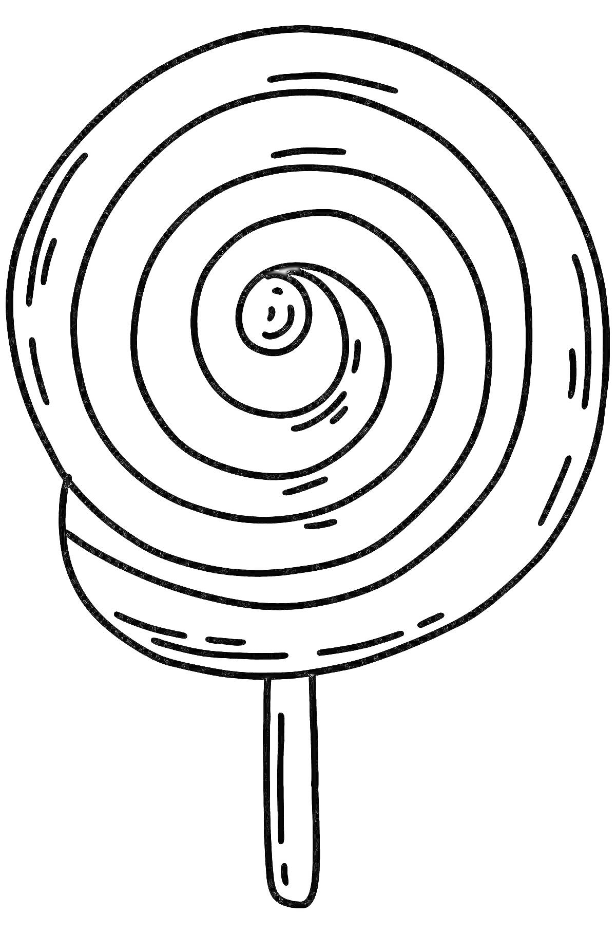 Раскраска Леденец на палочке с узором в виде спирали