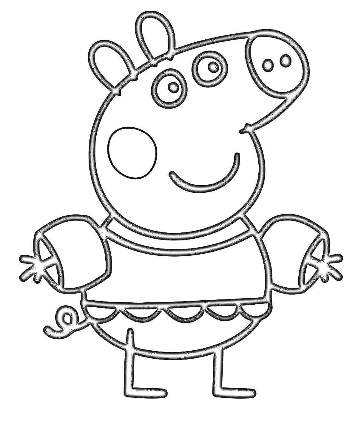 Раскраска Свинка Пеппа в свитере с волнистым узором
