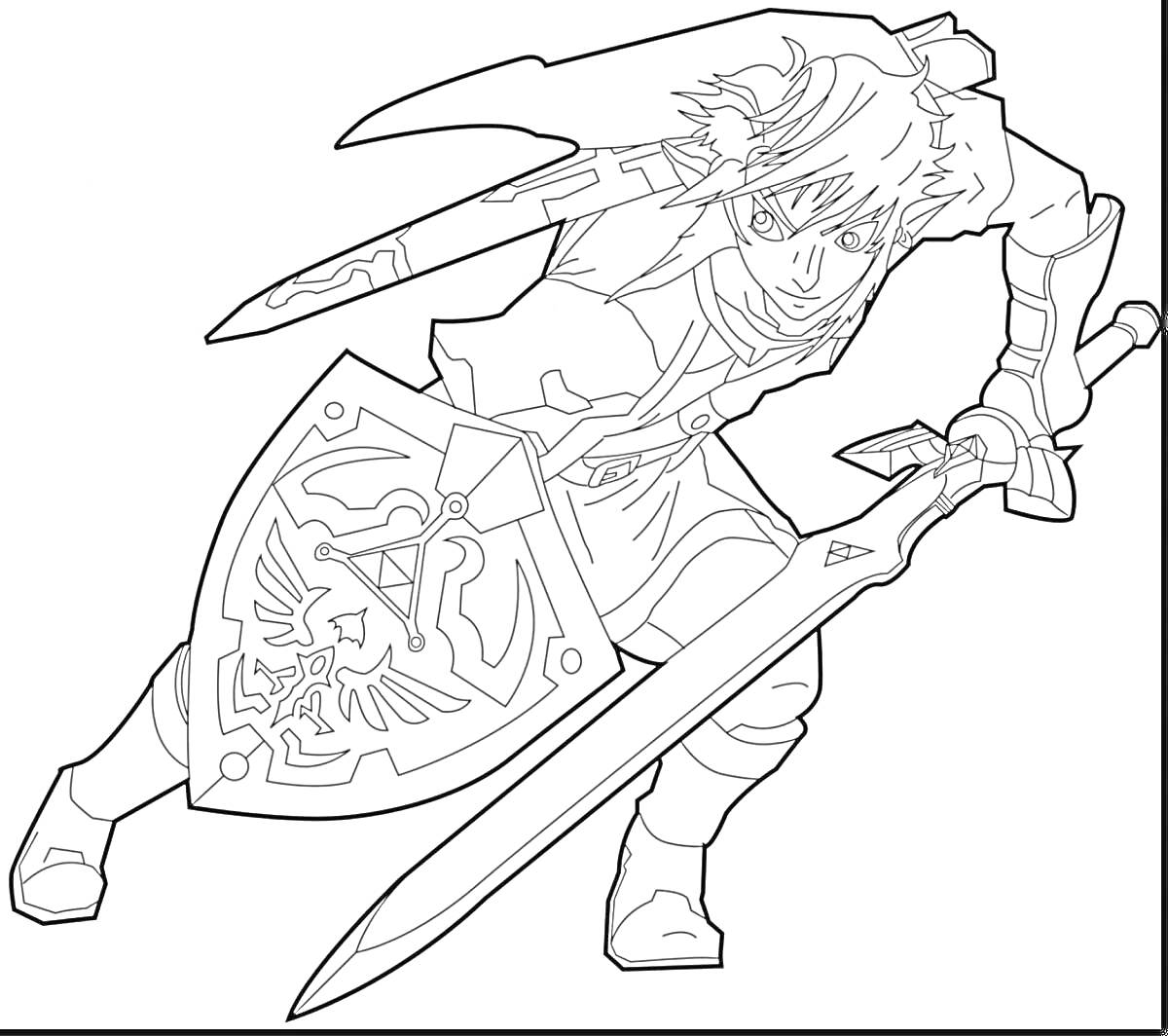 Раскраска Воин с мечом и щитом