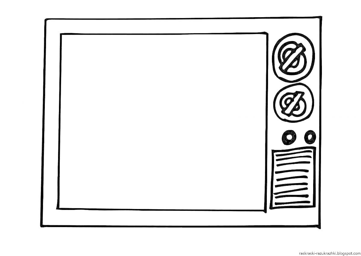 Раскраска Телевизор с кнопками и круглыми ручками