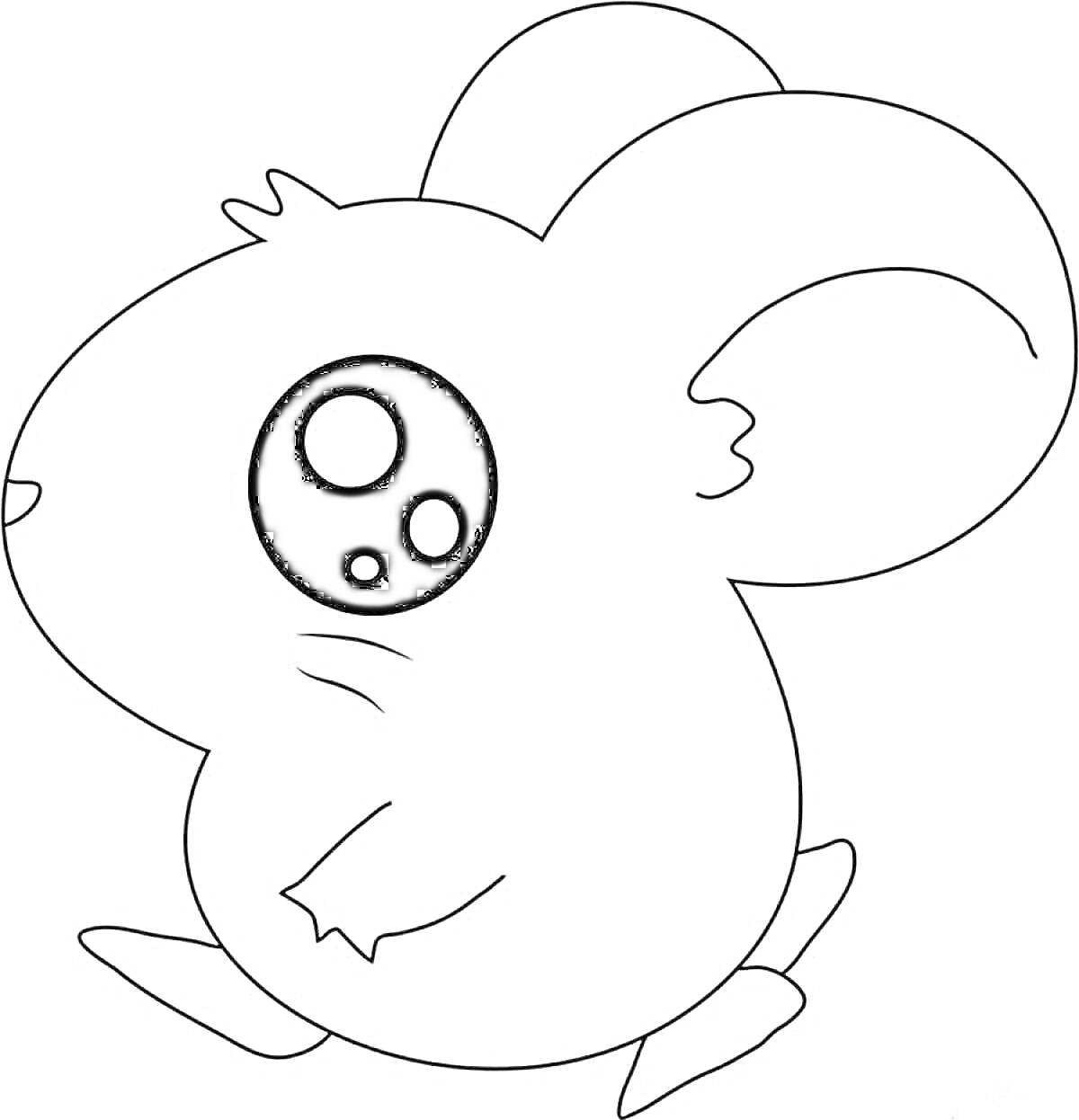 Раскраска Маленький милый мышонок с большими глазами и ушами