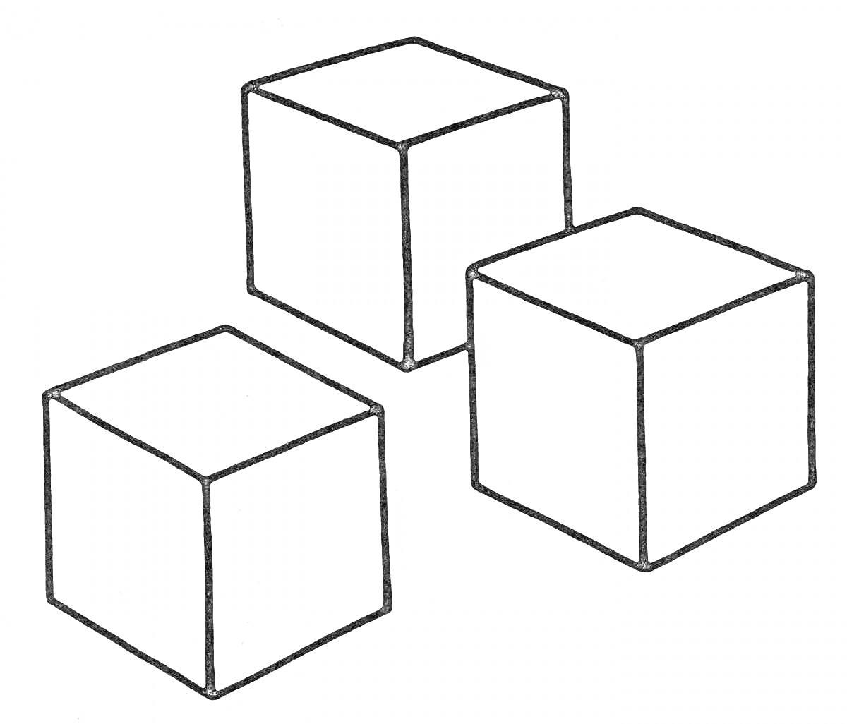 На раскраске изображено: Кубики, Геометрические фигуры, Объёмные фигуры