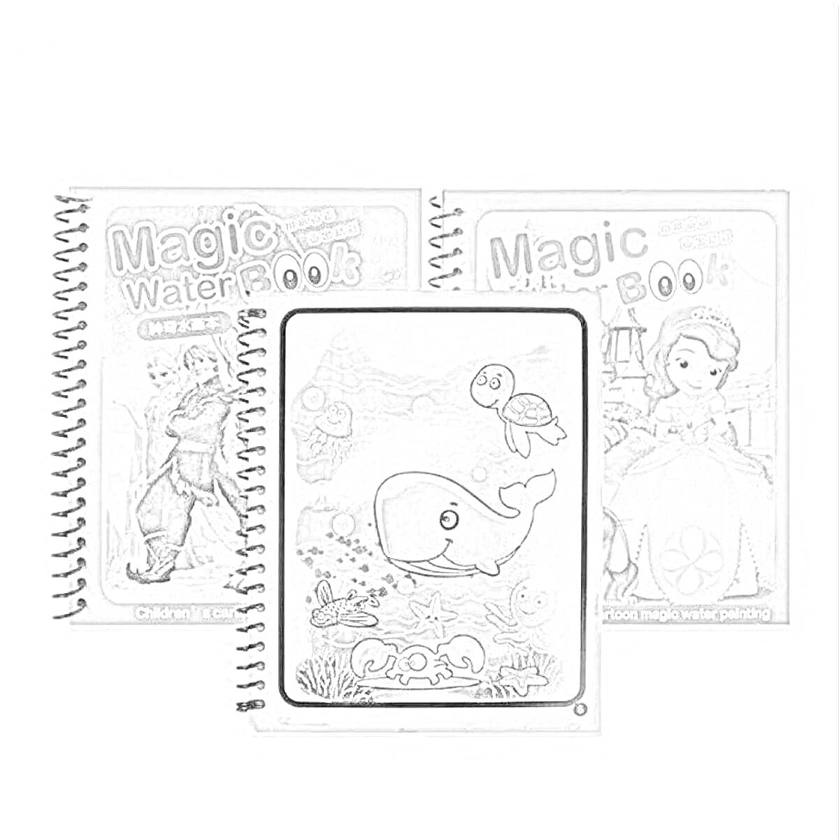 Раскраска Magic Water Book с изображением подводного мира и сказочных персонажей