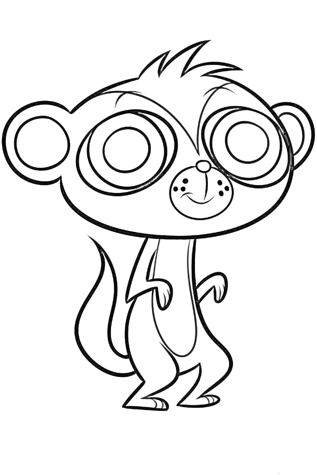 Раскраска Литл Пет Шоп, мультяшная обезьянка с большими глазами