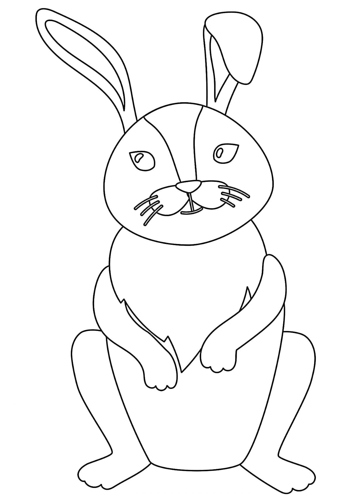 На раскраске изображено: Заяц, Для детей, Длинные уши, Для малышей, Уши