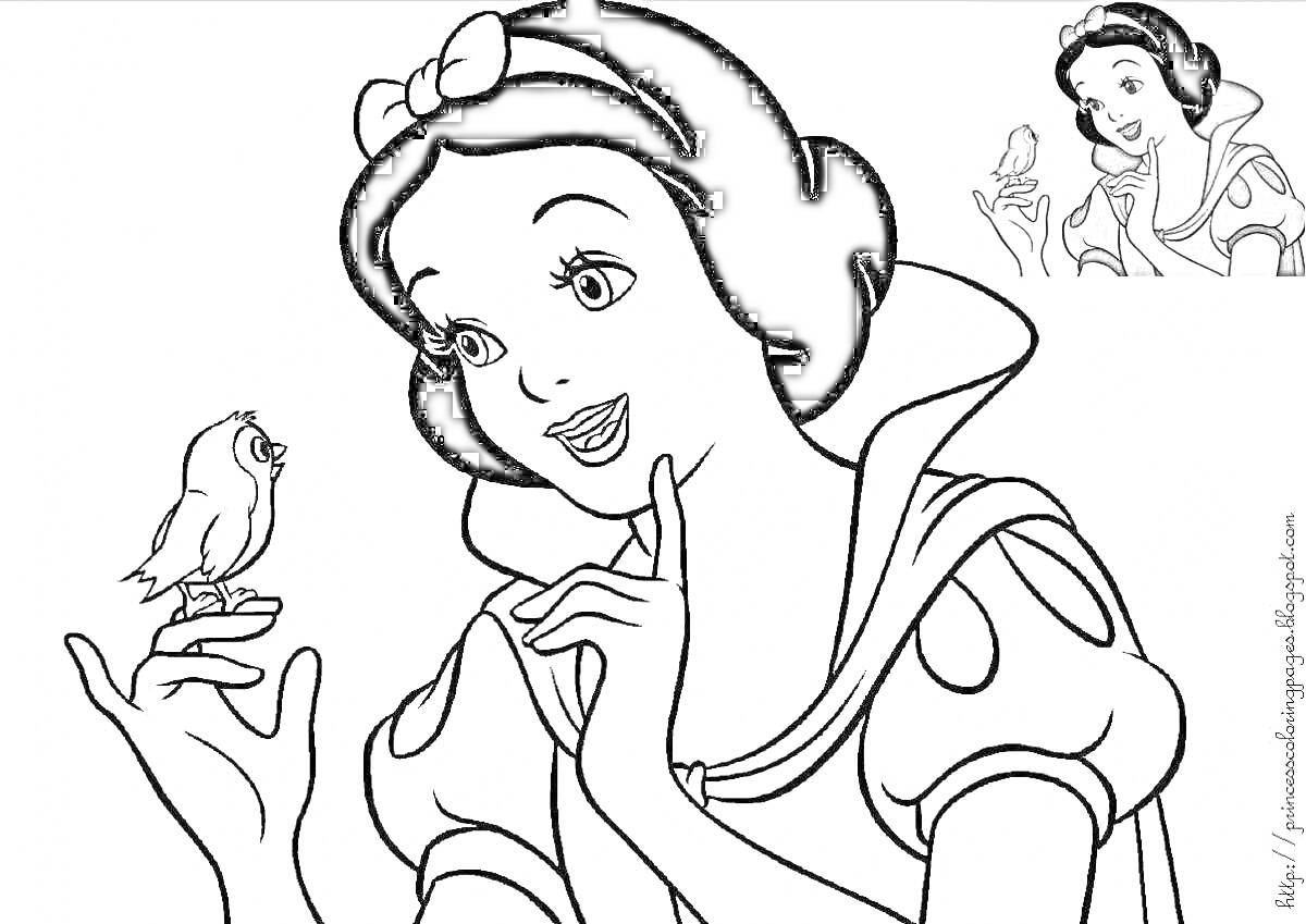 На раскраске изображено: Белоснежка, Принцесса, Детское творчество