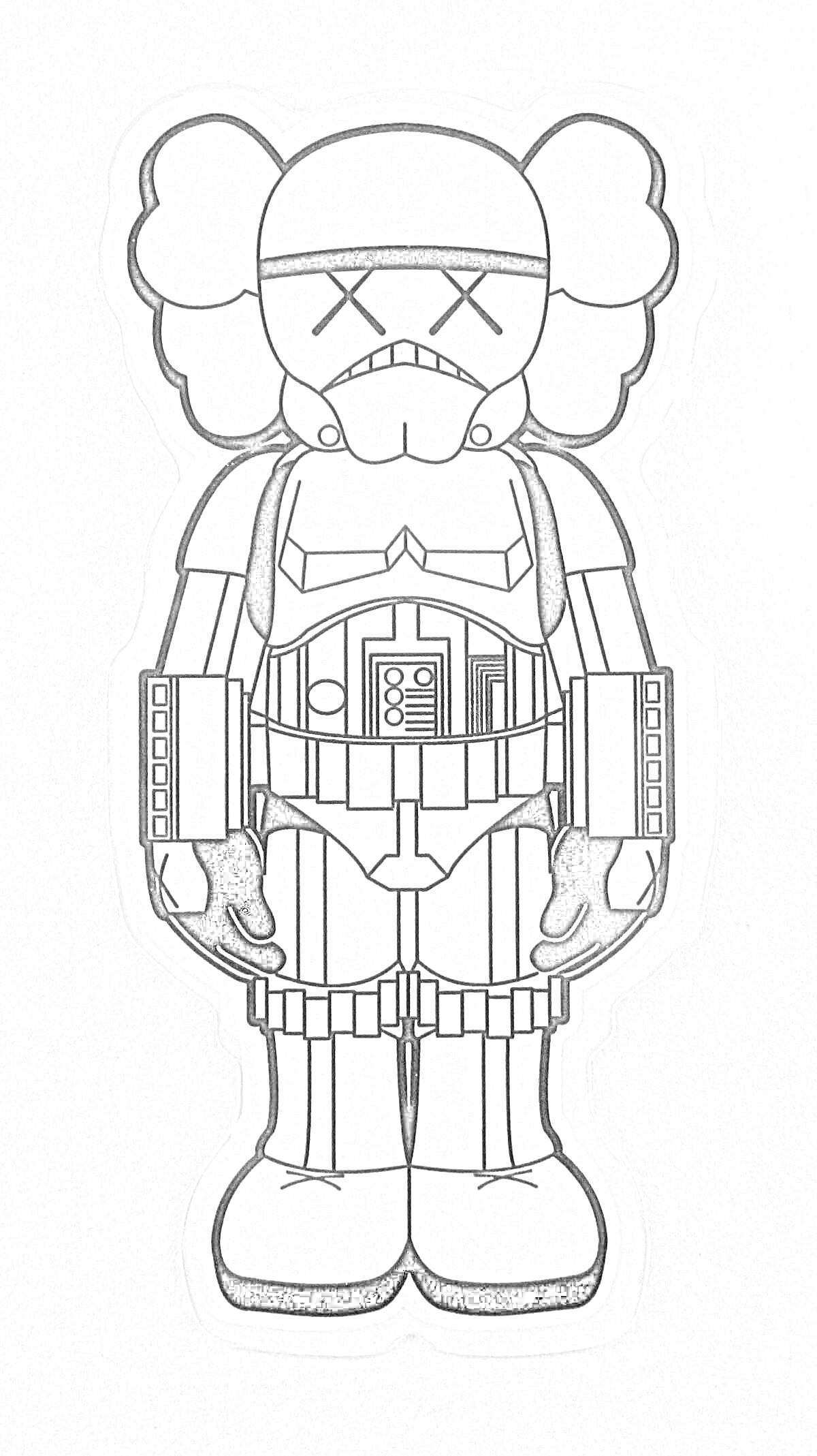 Раскраска KAWS в робокостюме с перекрещенными глазами