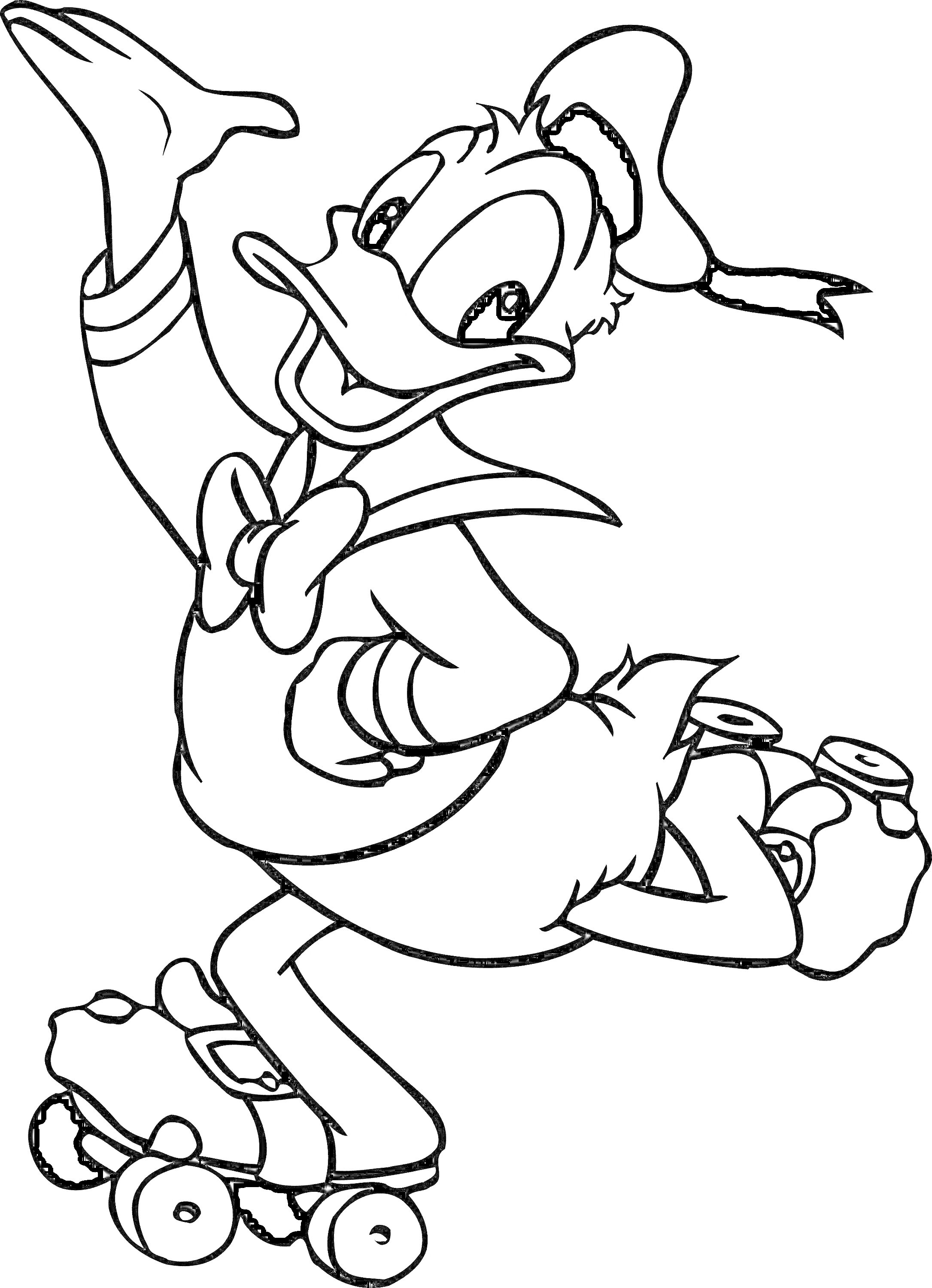 Раскраска Утка на роликах