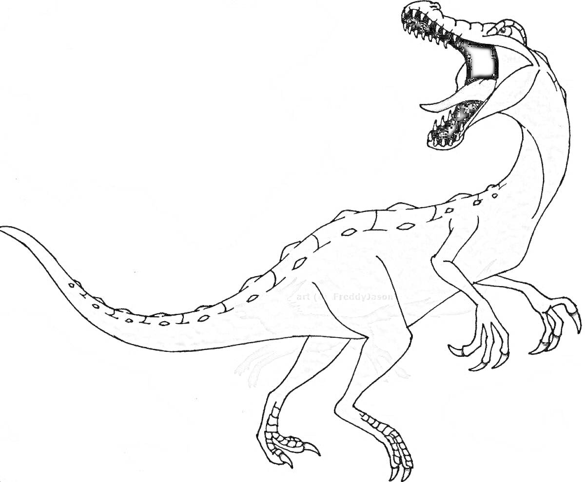 Раскраска Баррионикс с открытой пастью и поднятыми передними лапами