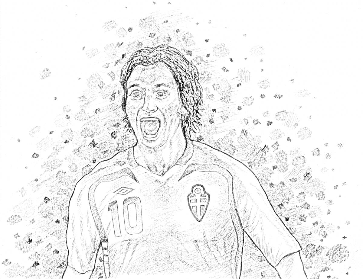 На раскраске изображено: Футбольная форма, Номер 10, Кричащий, Спорт, Футбол, Иллюстрация