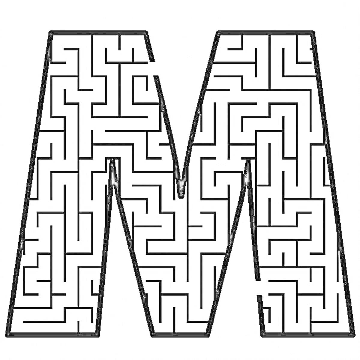 На раскраске изображено: Лабиринт, Буква М, Алфавит, Обучение