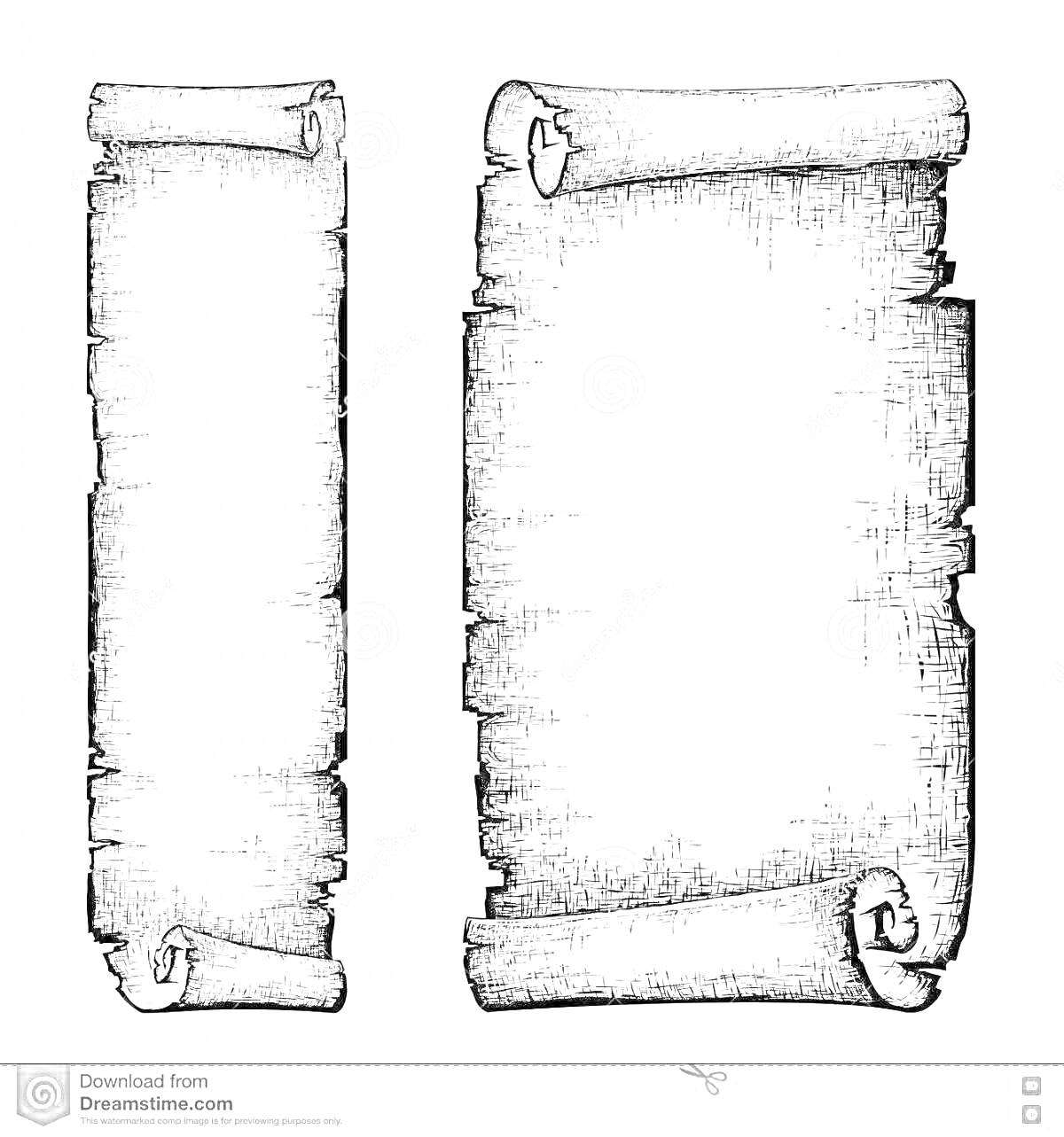 Раскраска Два старинных свитка с завитками