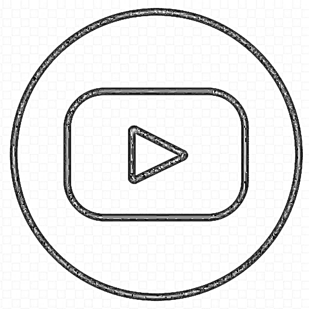 Раскраска Логотип YouTube в круге с кнопкой воспроизведения