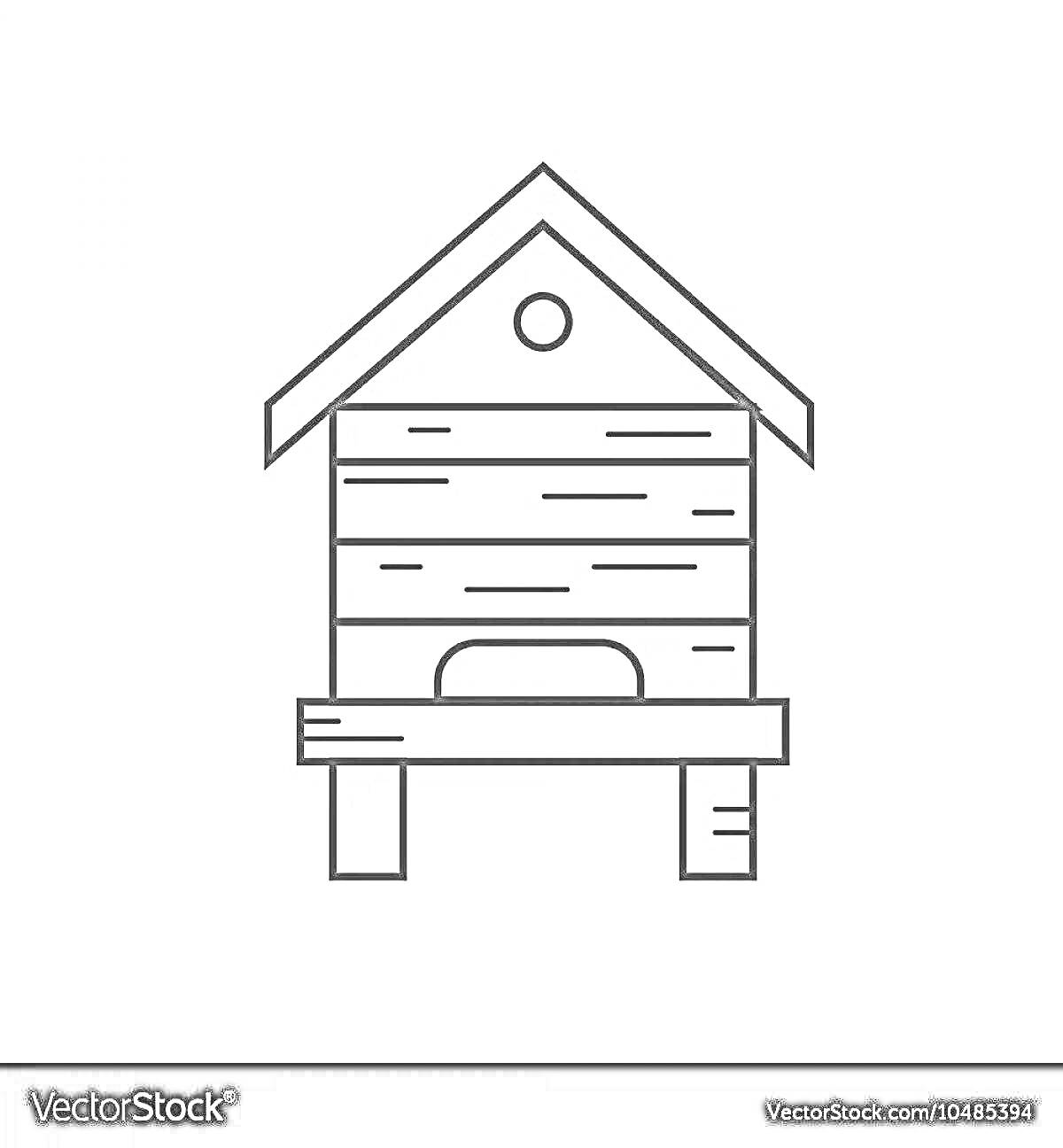 Раскраска Улей на ножках с круглым отверстием и прямоугольным входом