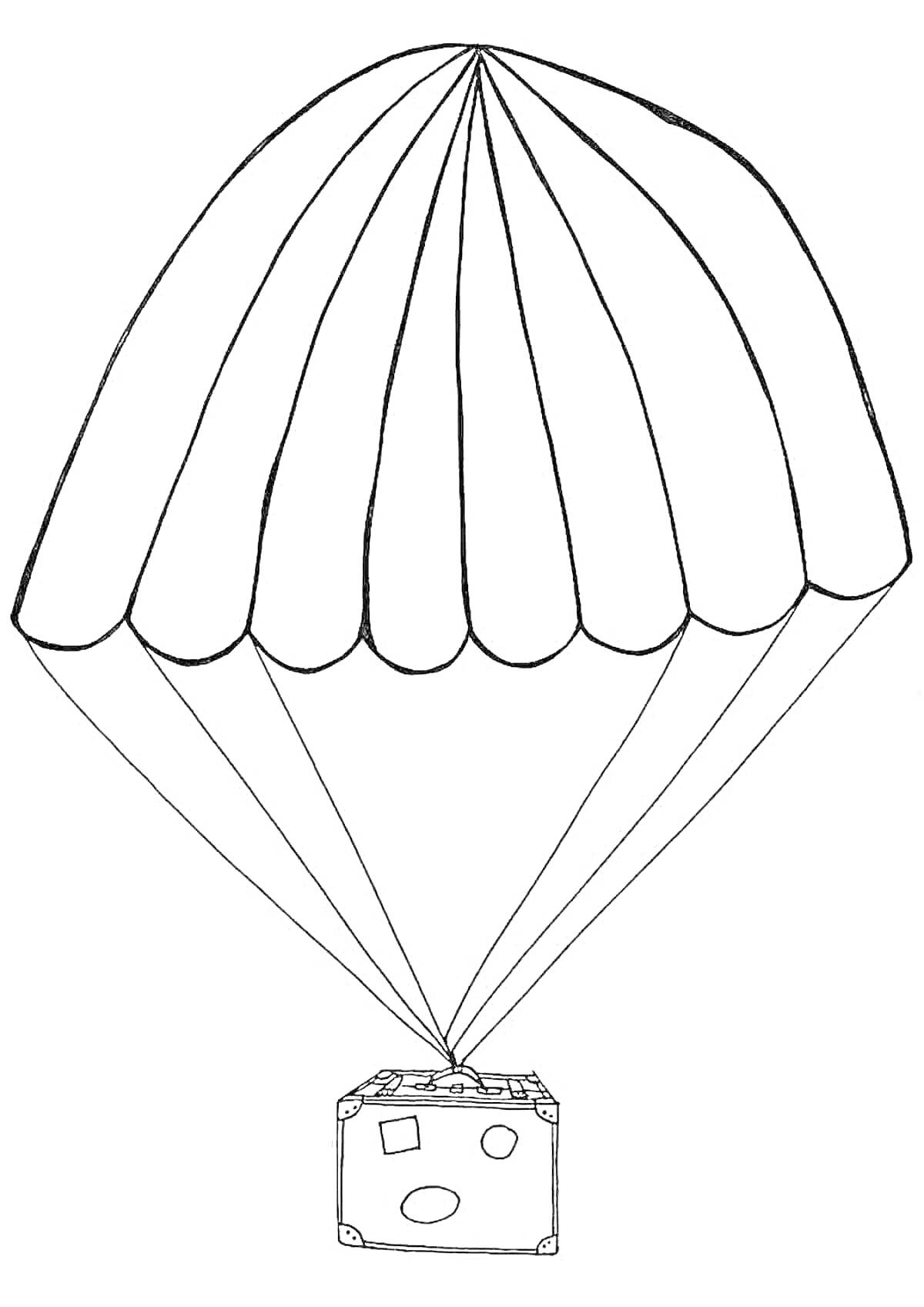 Раскраска Парашют с грузовым ящиком