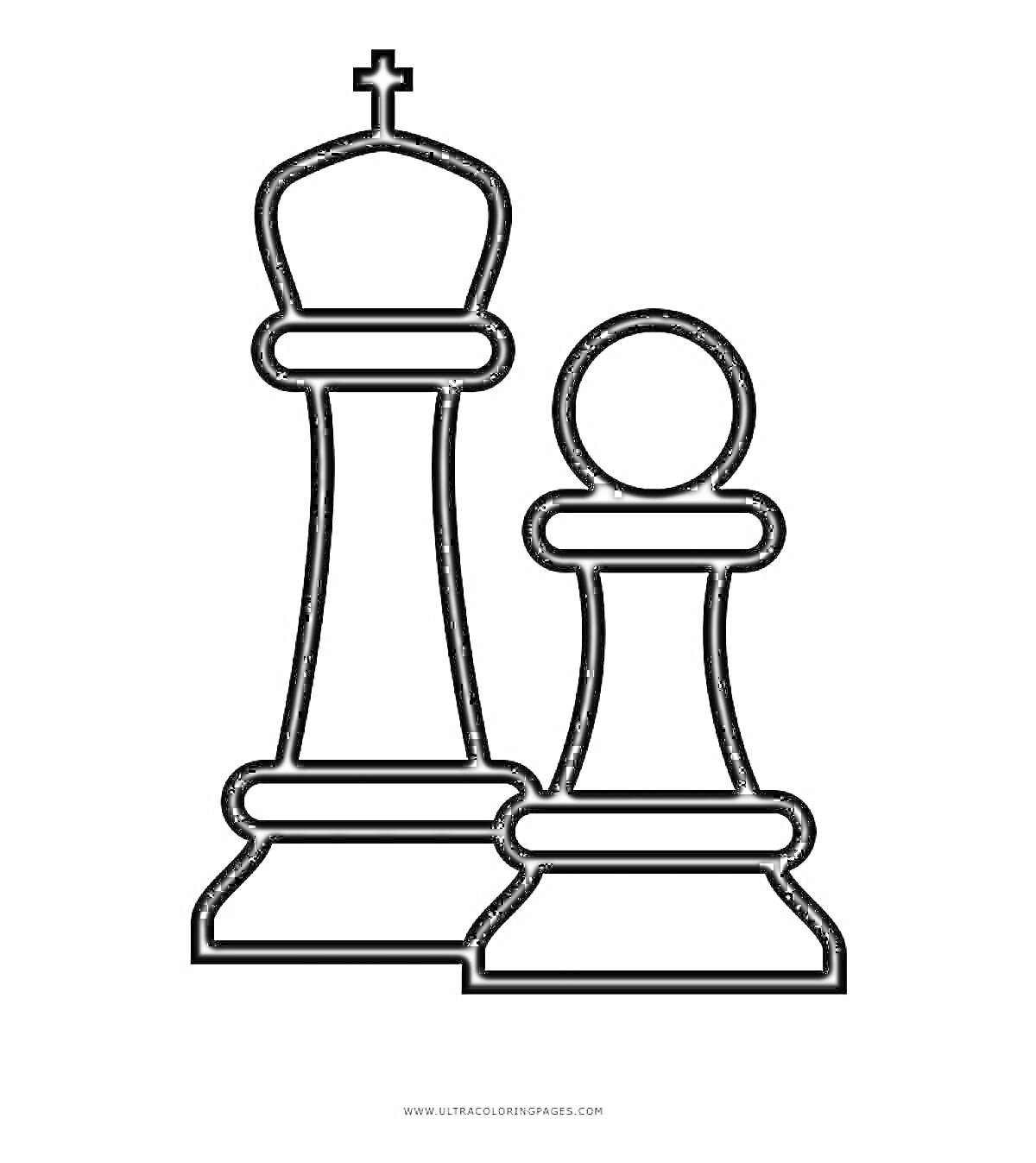 На раскраске изображено: Шахматы, Король, Пешка, Фигуры, Игра