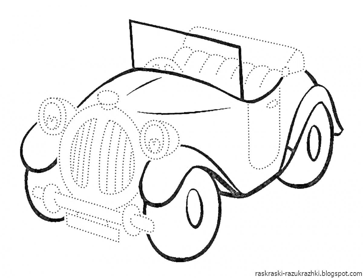 Раскраска Ретро автомобиль с открытым верхом