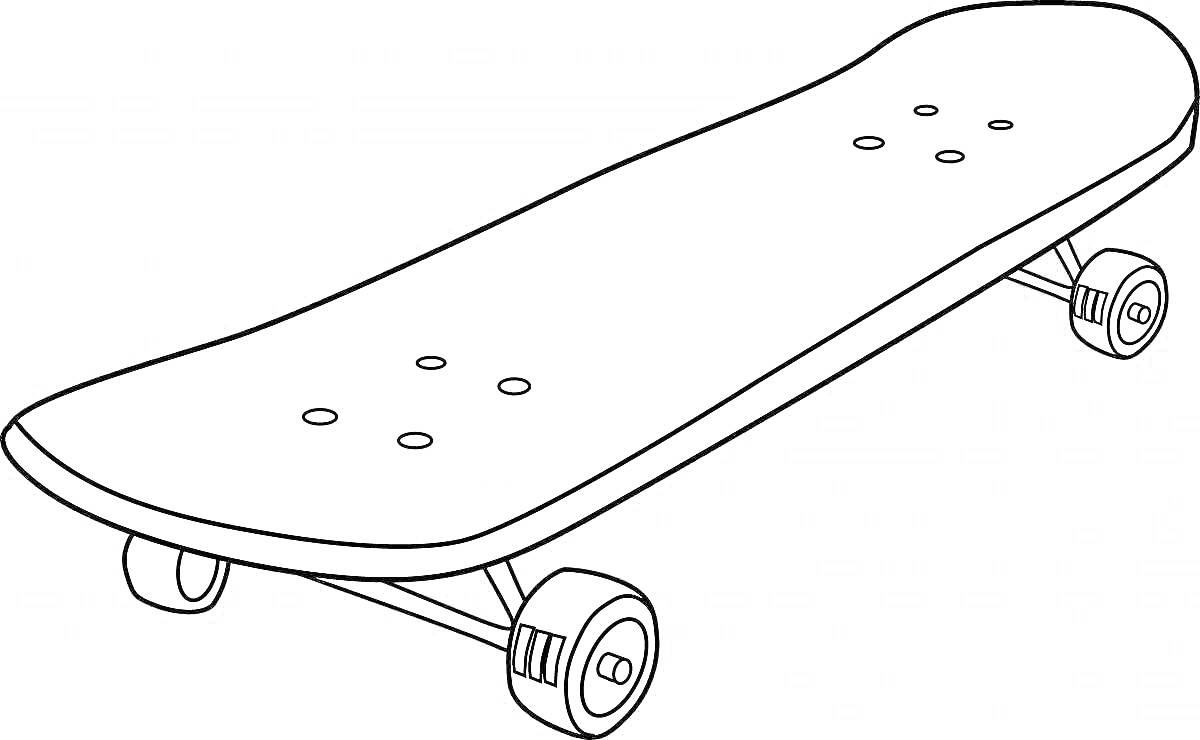 Раскраска Скейтборд с двумя парами колес и деками с отверстиями