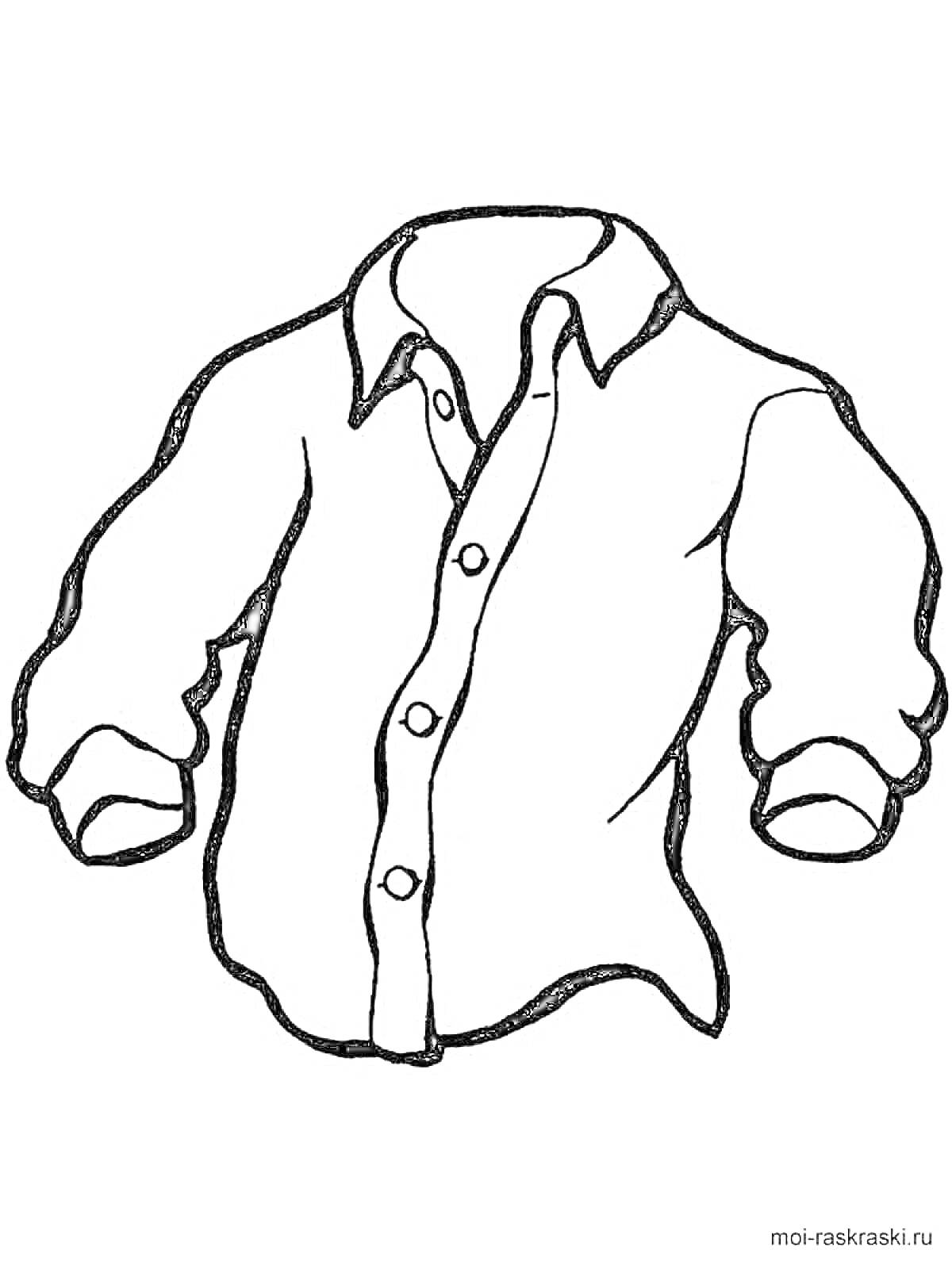 На раскраске изображено: Длинные рукава, Пуговицы, Одежда, Воротник, Рубашки
