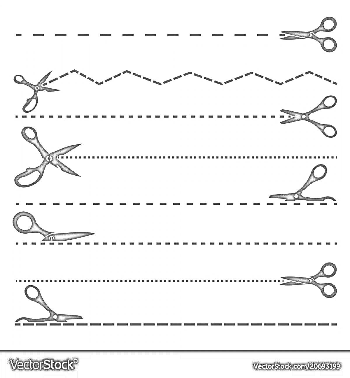 На раскраске изображено: Для детей, Ножницы, Пунктирные линии
