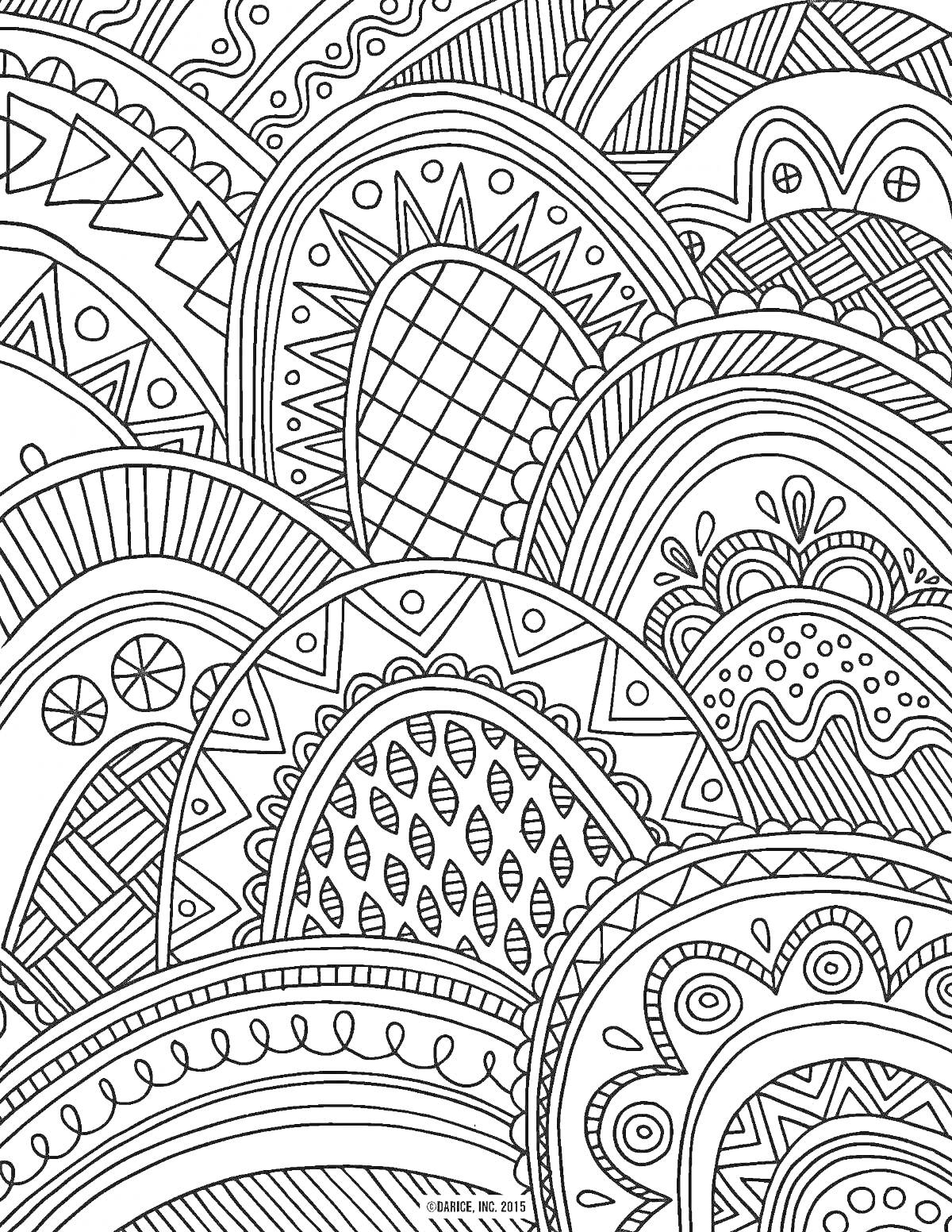 Раскраска Антистресс Дудлинг Волны с геометрическими и абстрактными узорами