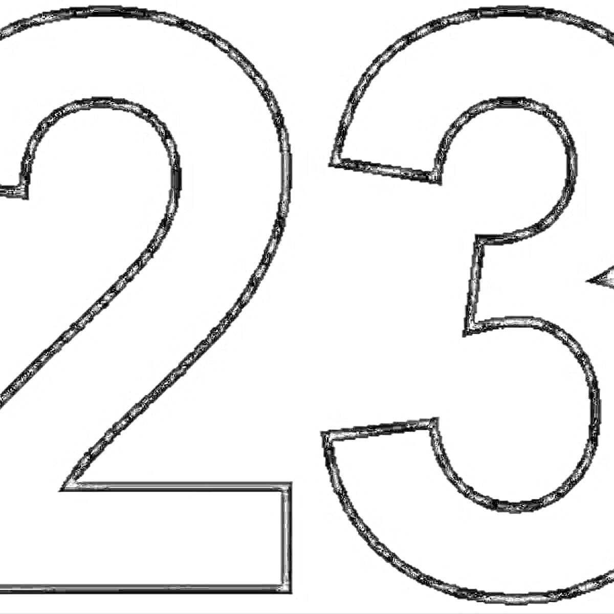 Раскраска Чёрно-белая раскраска с цифрами 2 и 3