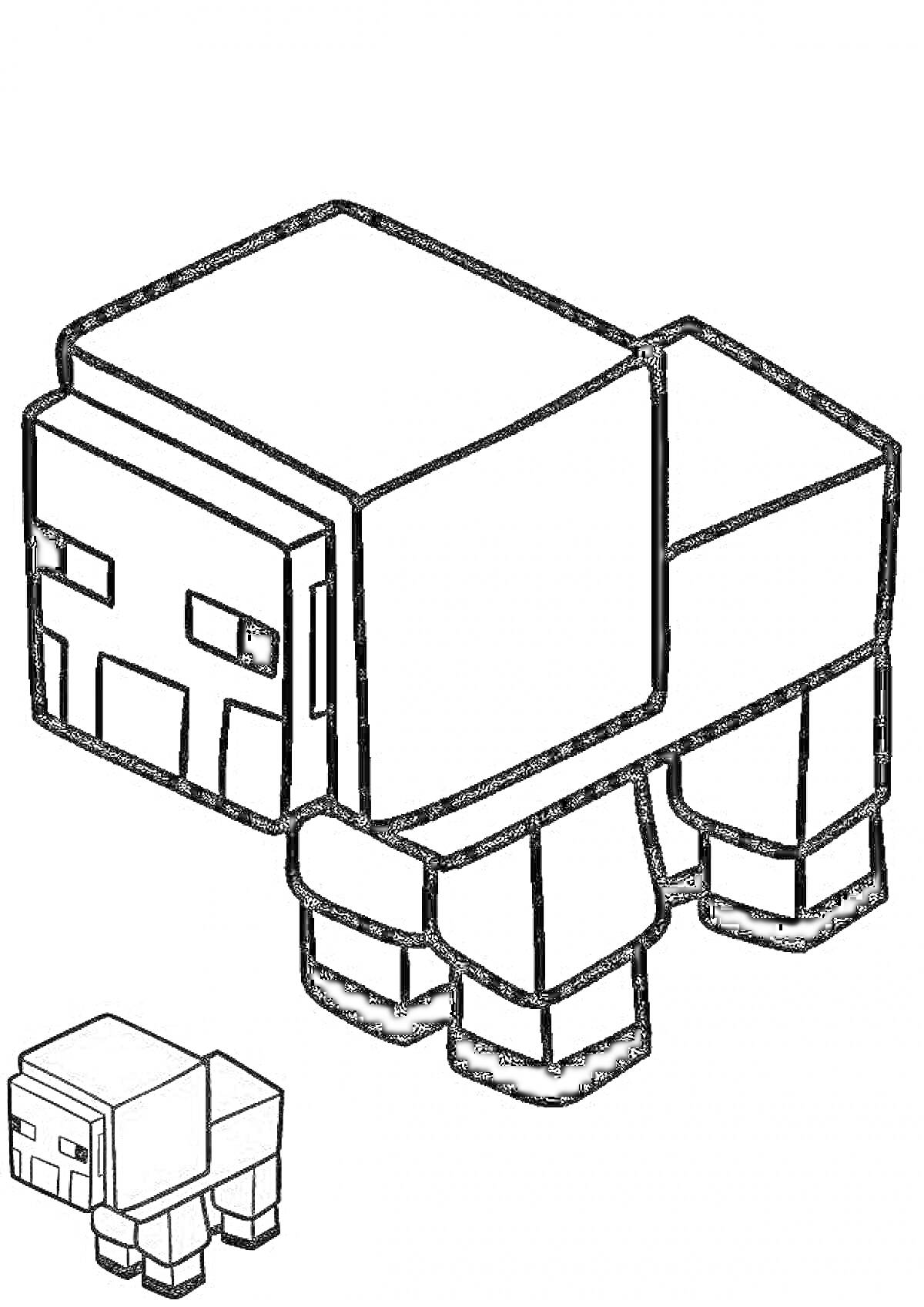 Раскраска Овечка из Майнкрафта
