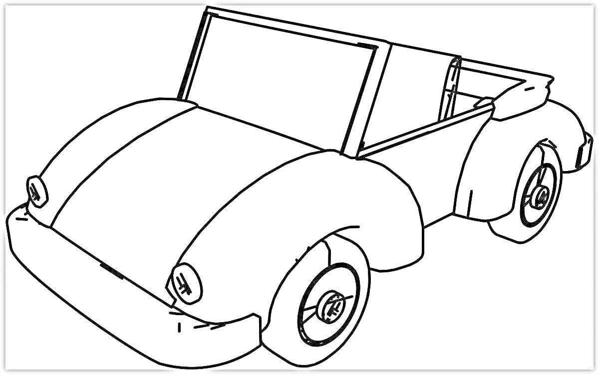 Раскраска Кабриолет с двумя дверями и передним и задним бамперами