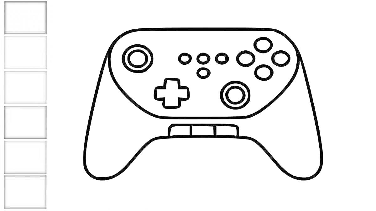 Раскраска игровой контроллер с аналоговыми стиками, кнопками и крестовиной