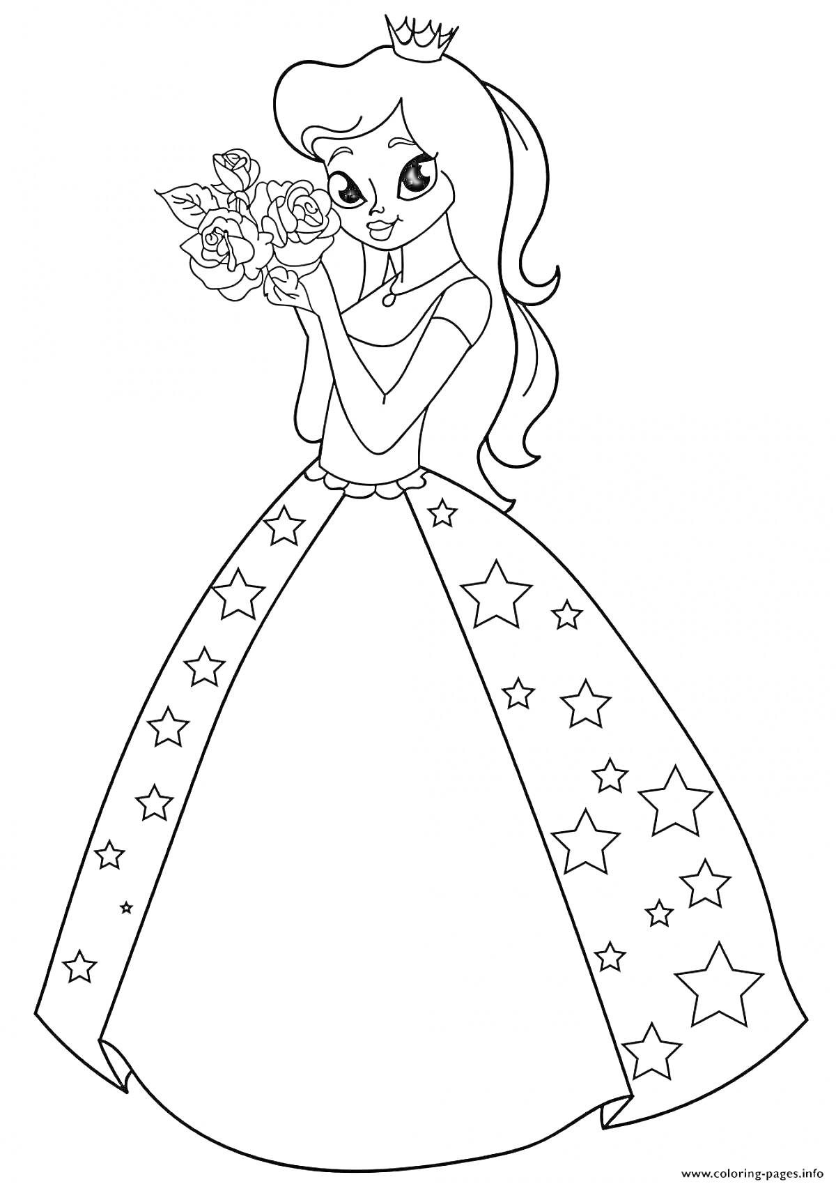 На раскраске изображено: Принцесса, Корона, Для детей, Длинные платья
