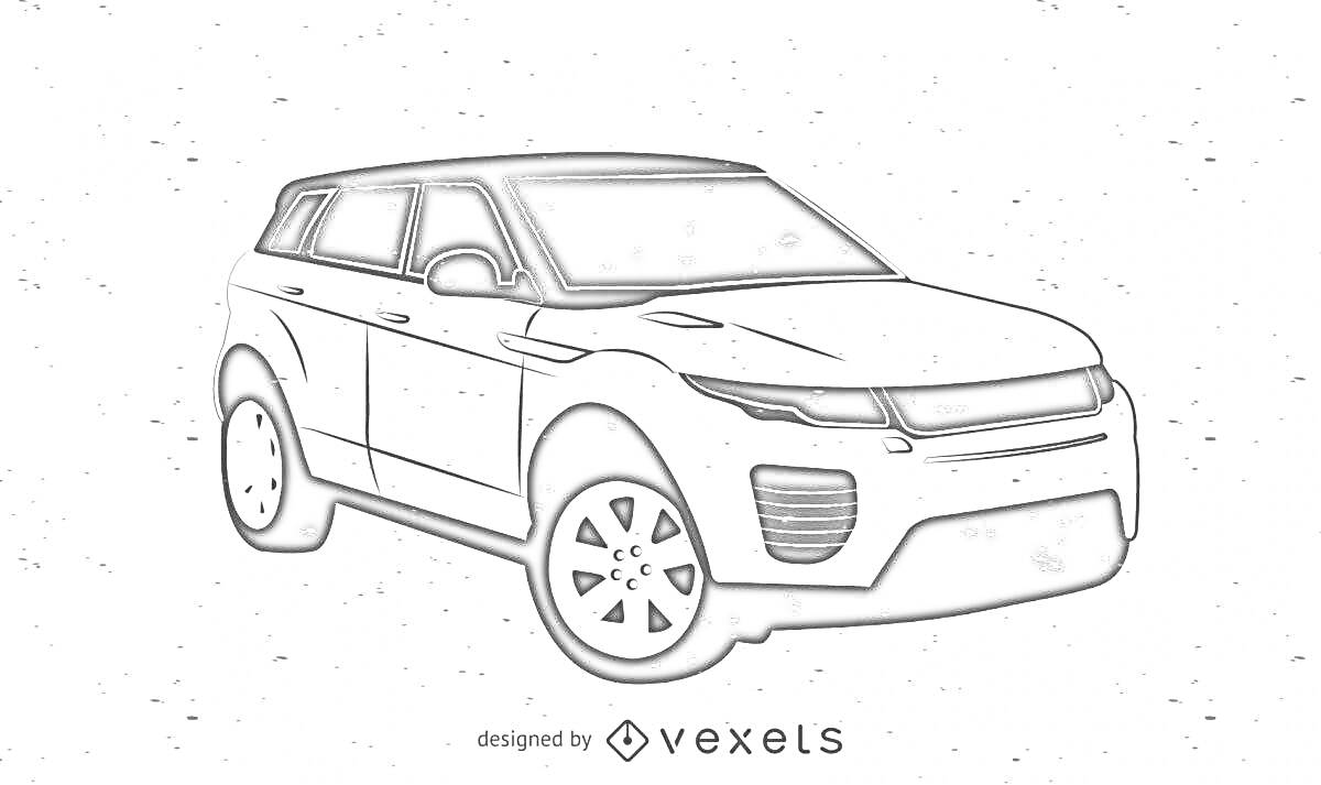 На раскраске изображено: Рендж Ровер, Для детей, Транспорт, Окна, Фары, Дверь, Колёса, Капот