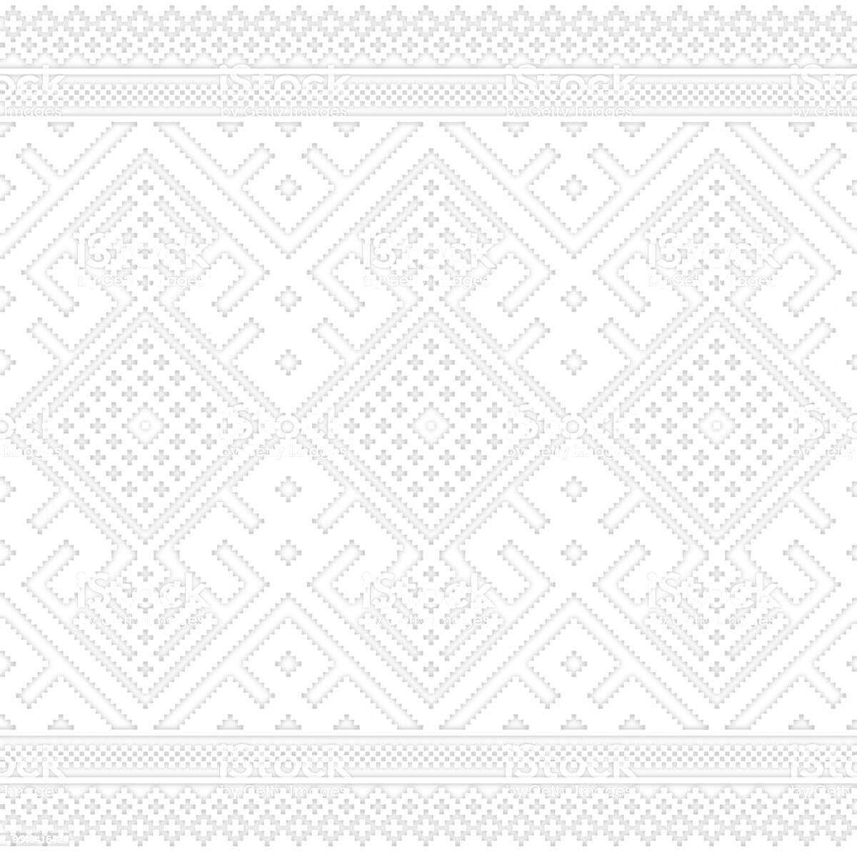 На раскраске изображено: Белорусский орнамент, Ромбы, Диагональные линии, Геометрические узоры, Орнамент, Народное искусство