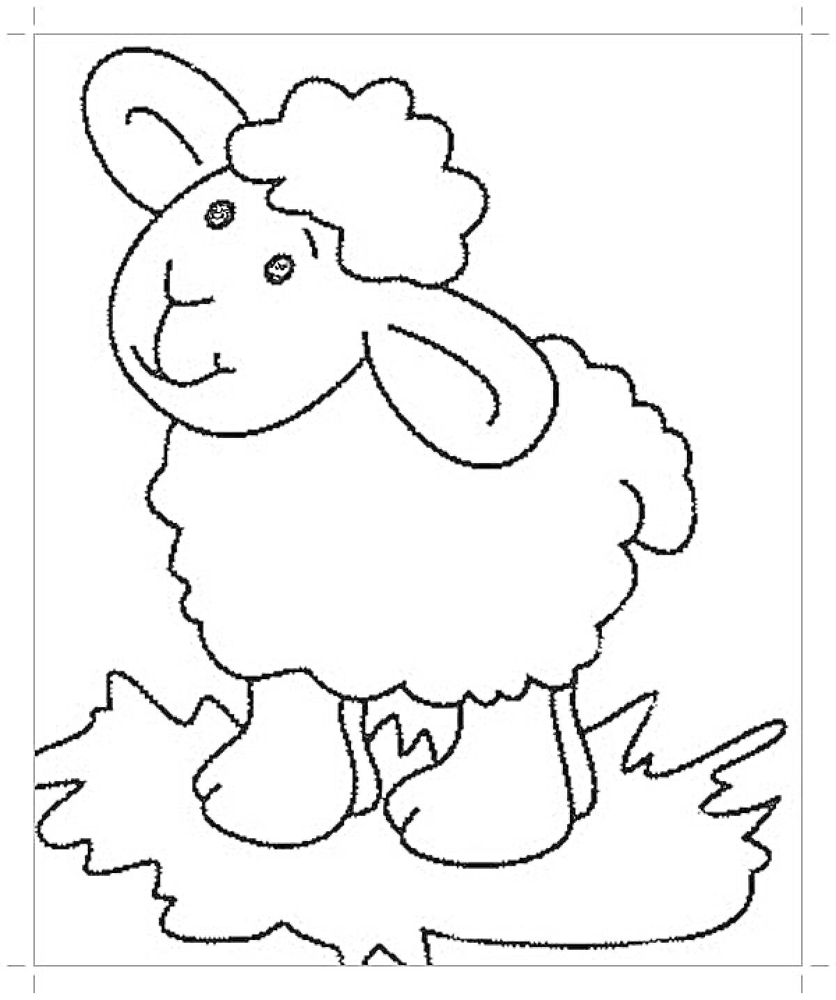 Раскраска Овца на траве