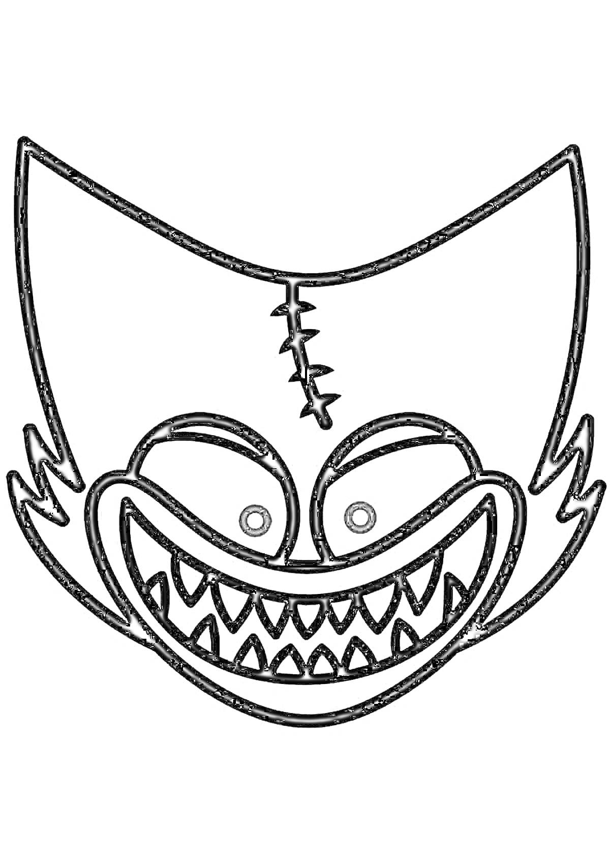 Раскраска Маска с шипами и зубами, изображение противогаза из Poppy Playtime