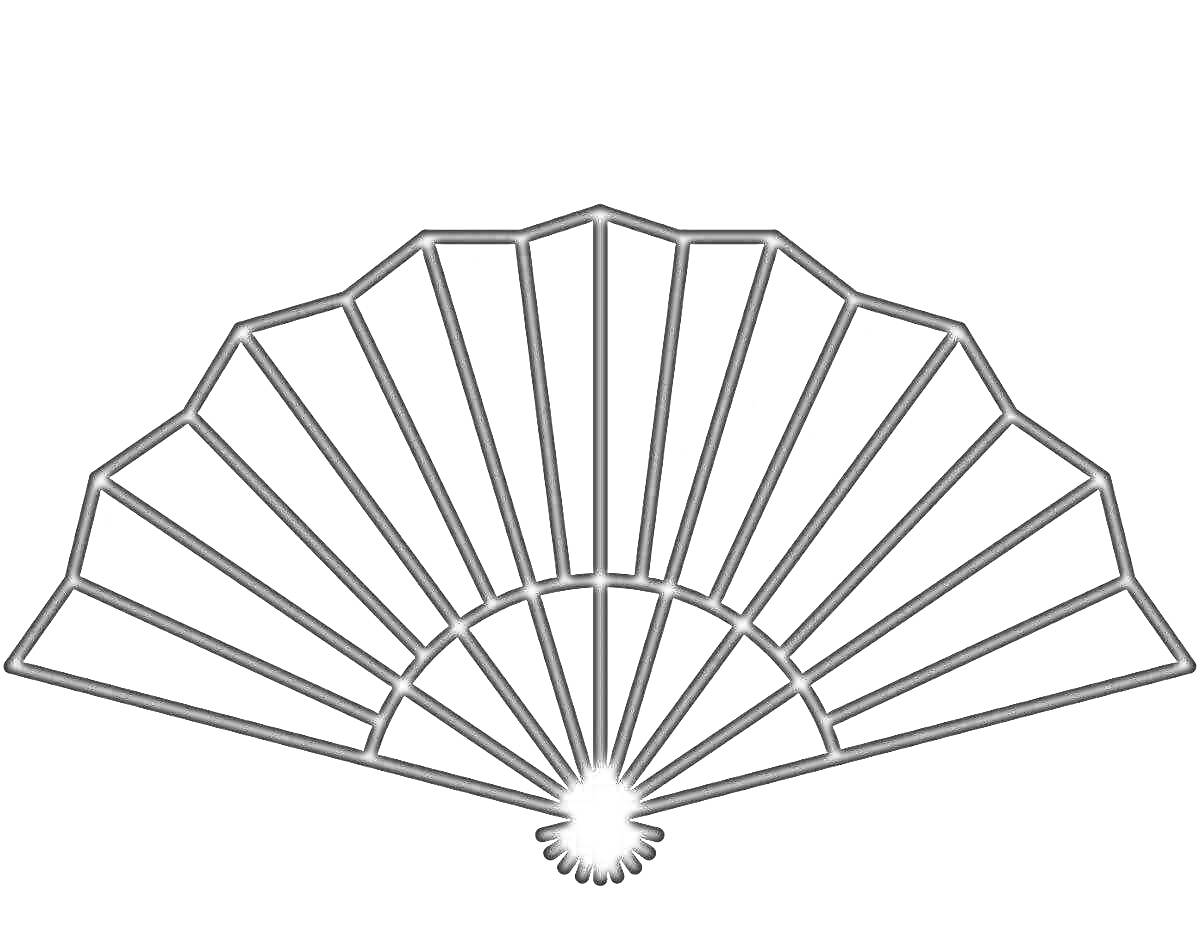 Раскраска Веер с лучами и полукруглым основанием