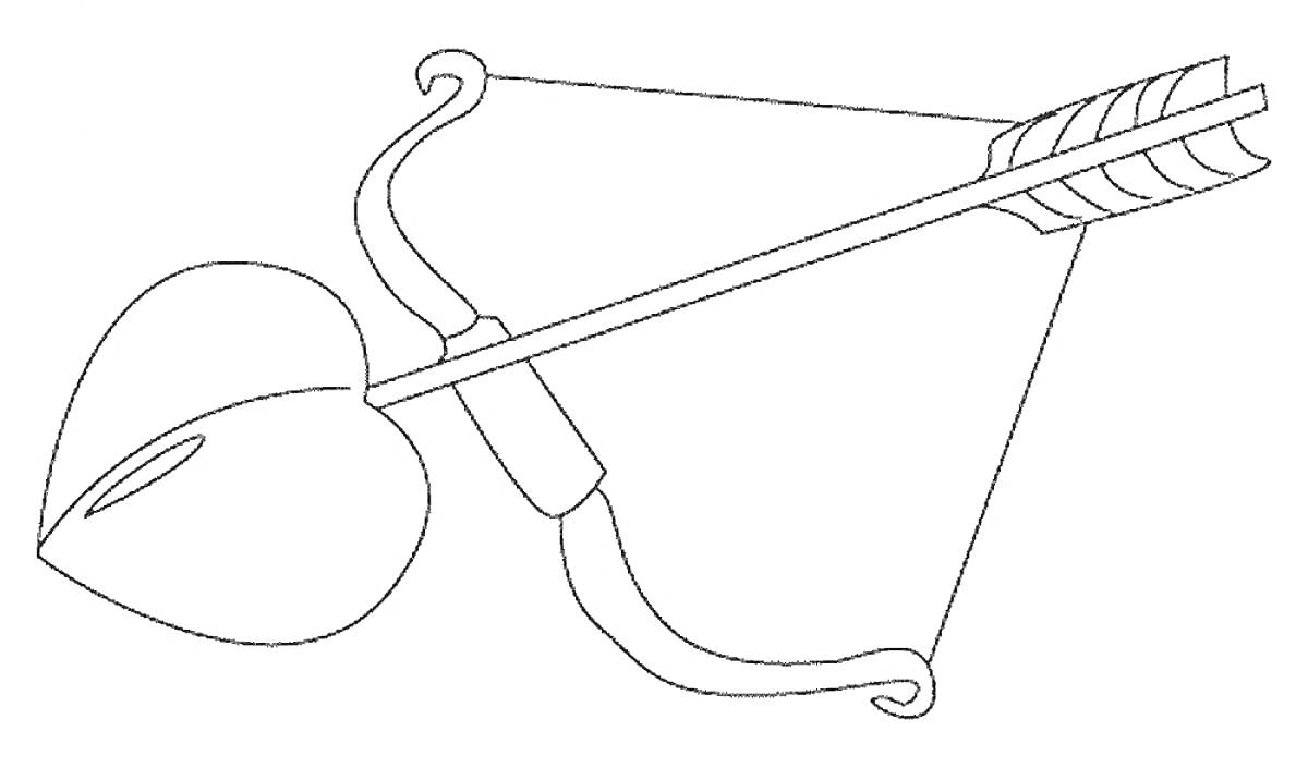 Раскраска Лук и стрела с наконечником в форме сердца