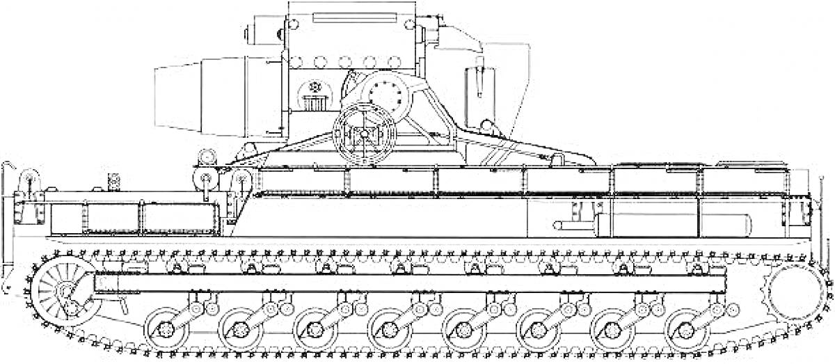 Раскраска Чертеж тяжелого самоходного орудия 