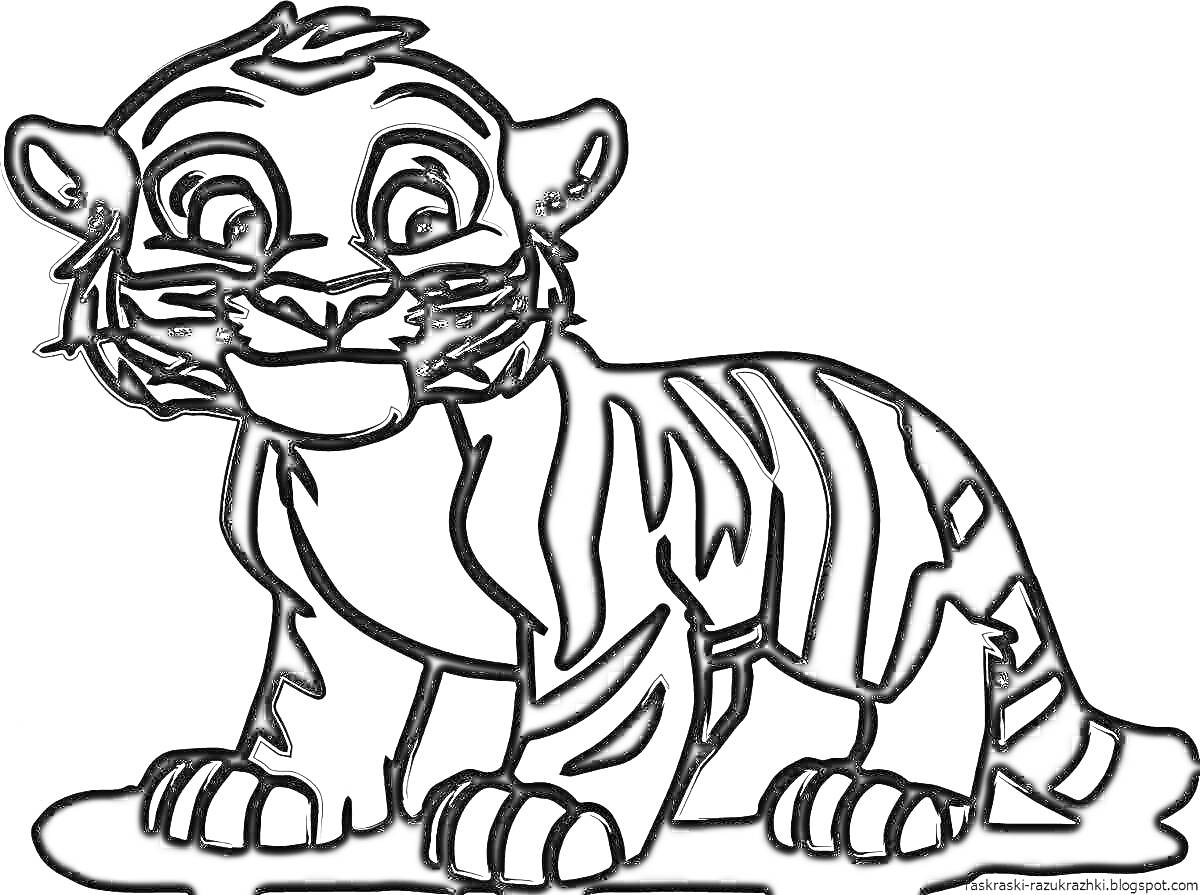На раскраске изображено: Тигр, Стоящий, Для детей, Животные, Герои мультфильмов