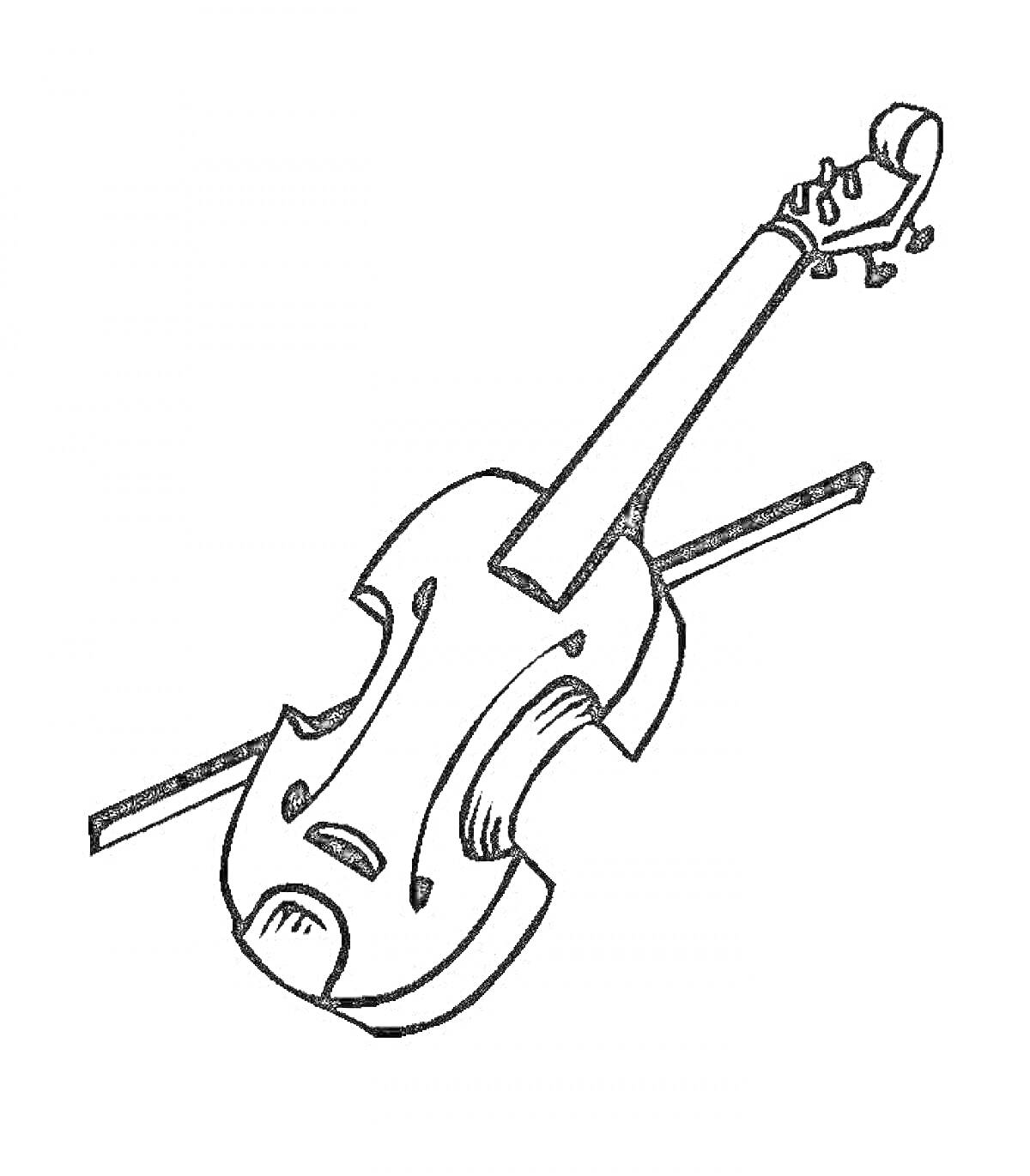 На раскраске изображено: Музыкальные инструменты, Скрипка, Смычок, Музыка, Для детей